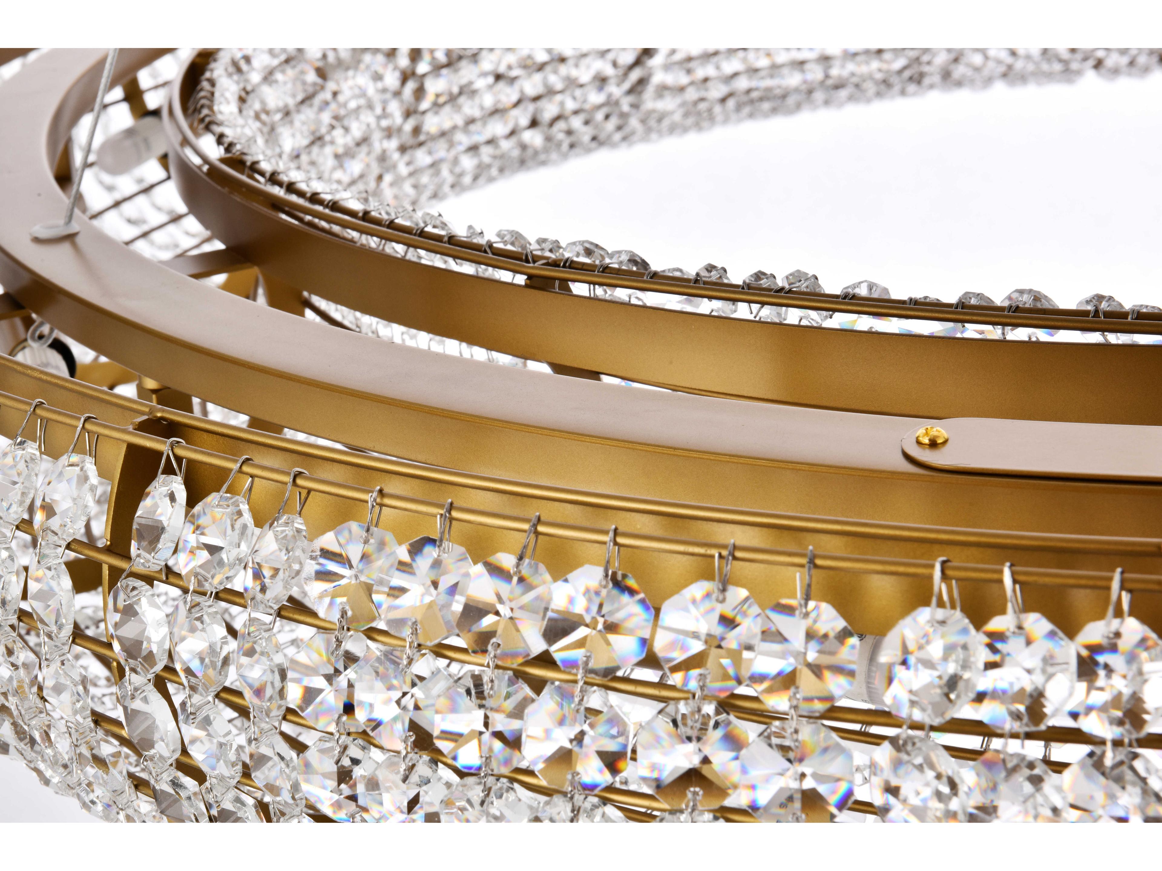 Elegant Lighting Paris 18-Light8-Light Gold And Clear Crystal Round Pendant