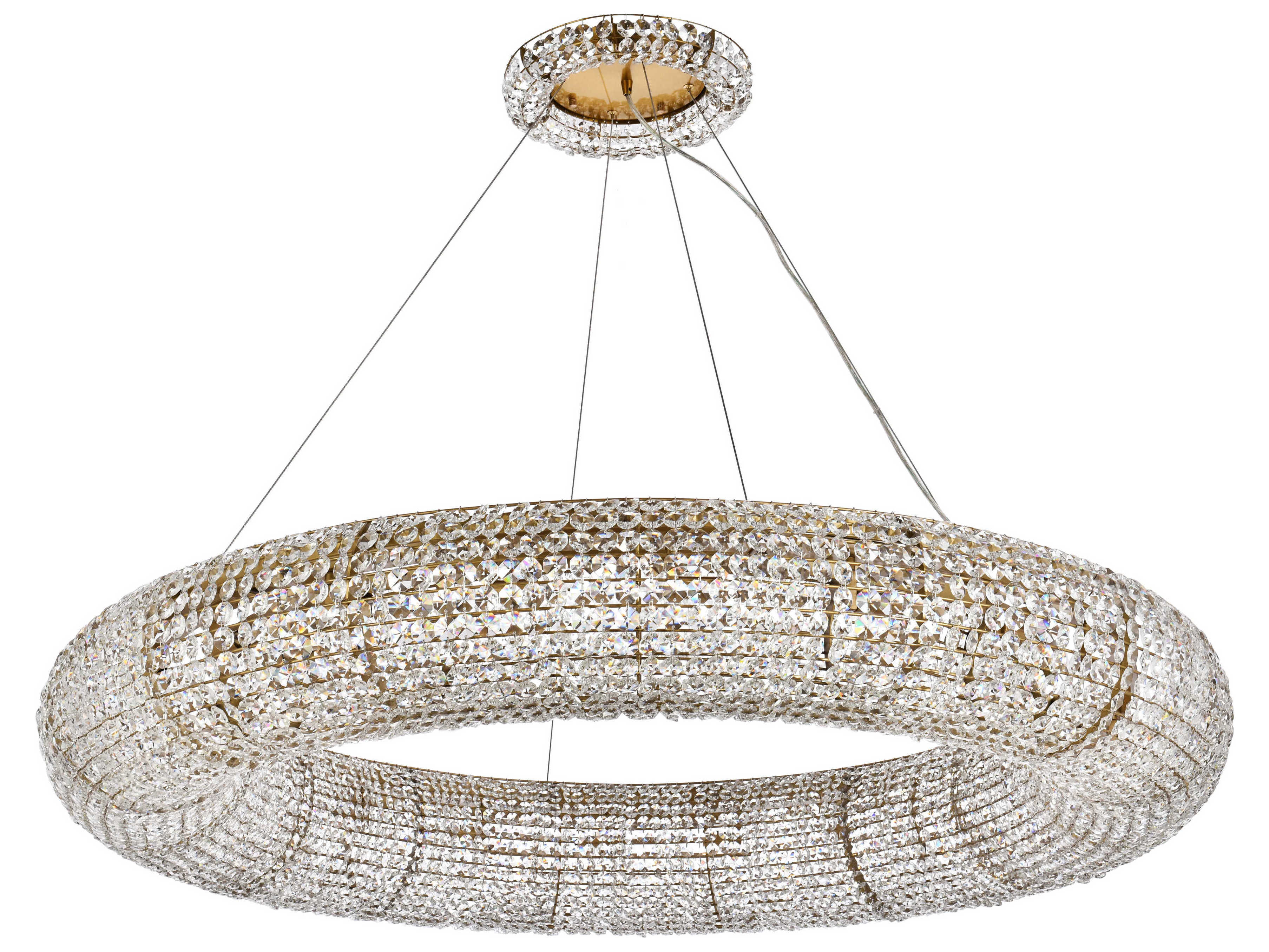 Elegant Lighting Paris 20-Light Brass Crystal Round Pendant