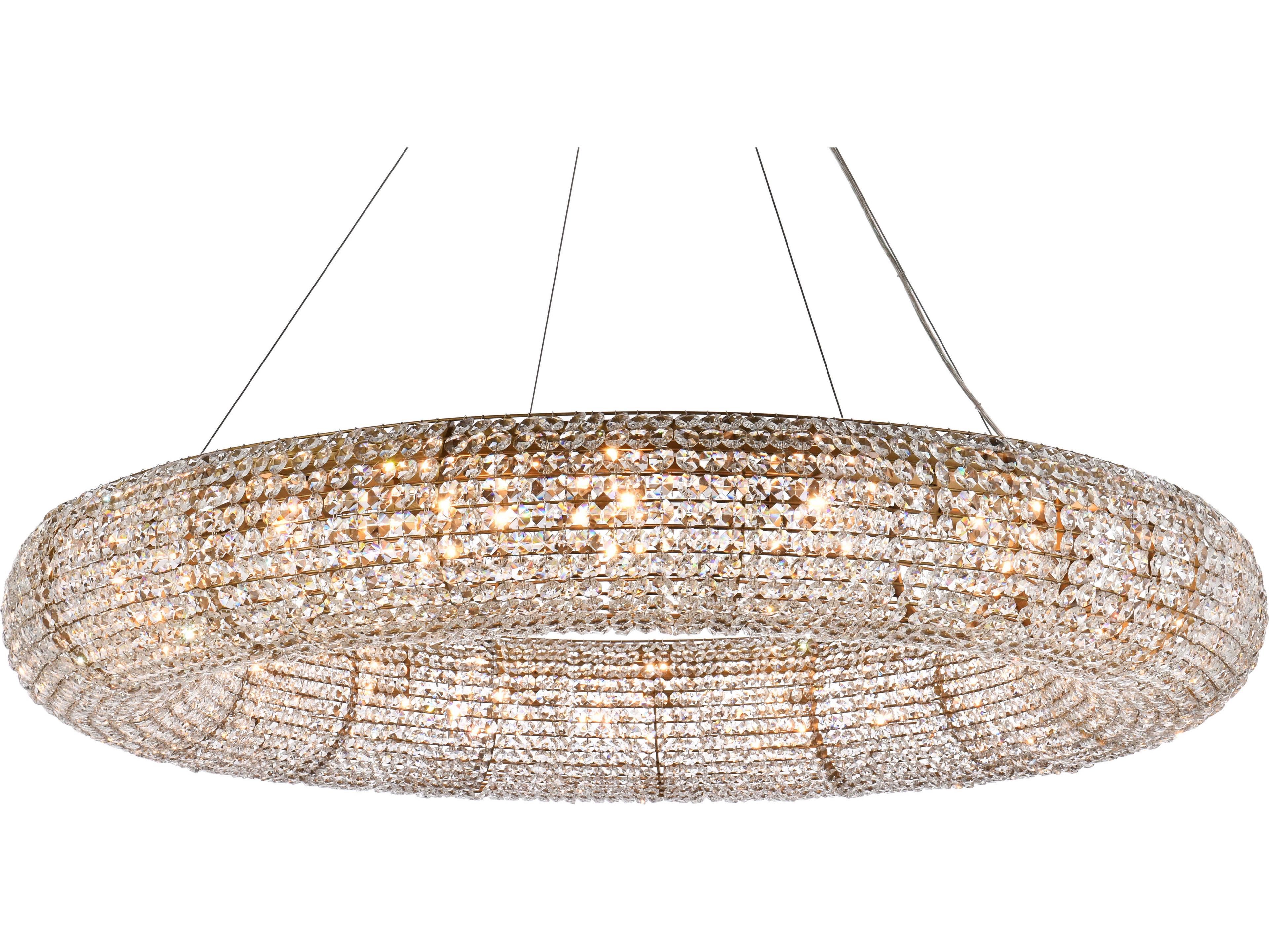 Elegant Lighting Paris 20-Light Brass Crystal Round Pendant