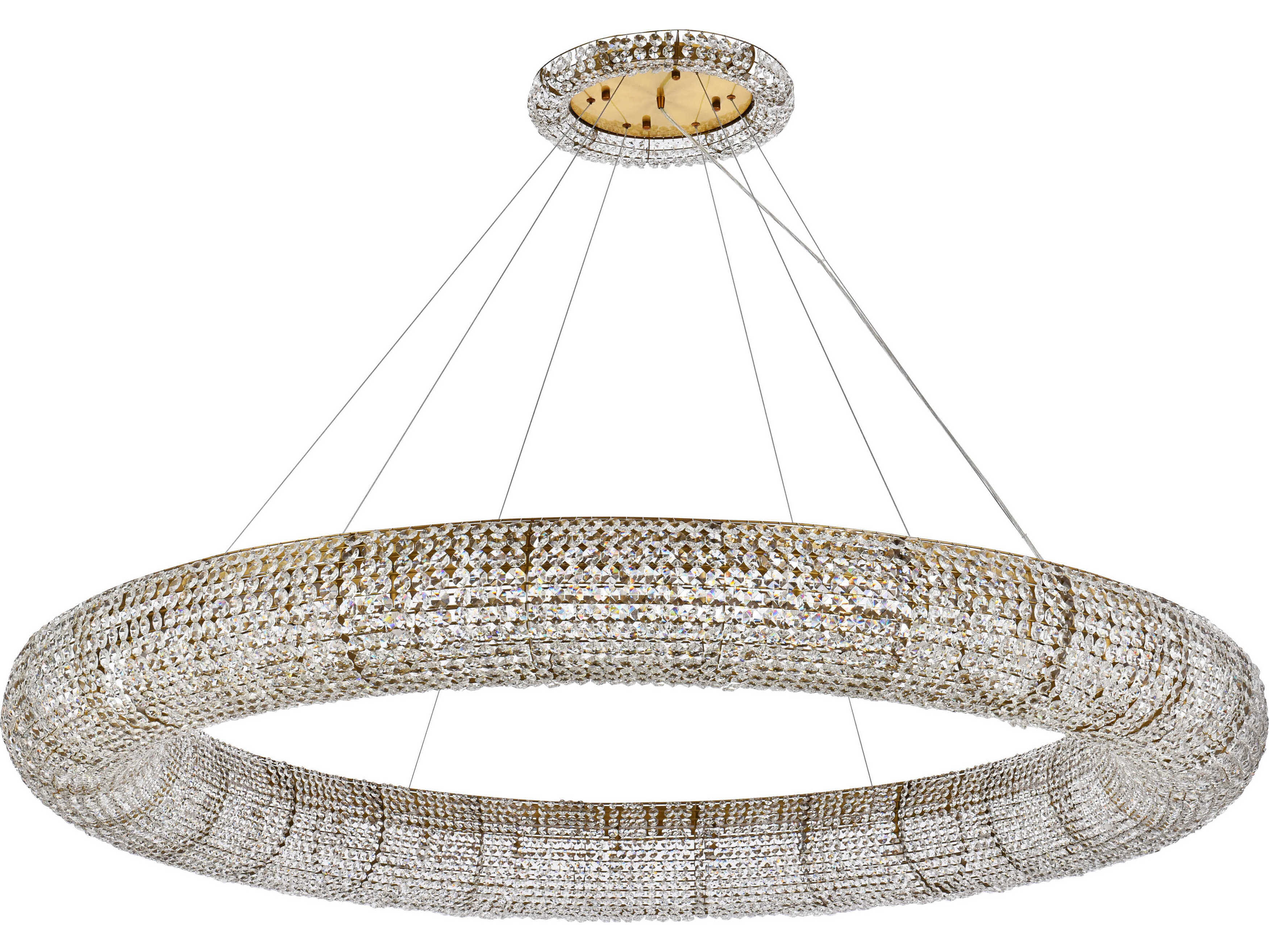 Elegant Lighting Paris 30-Light Gold And Clear Crystal Round Pendant