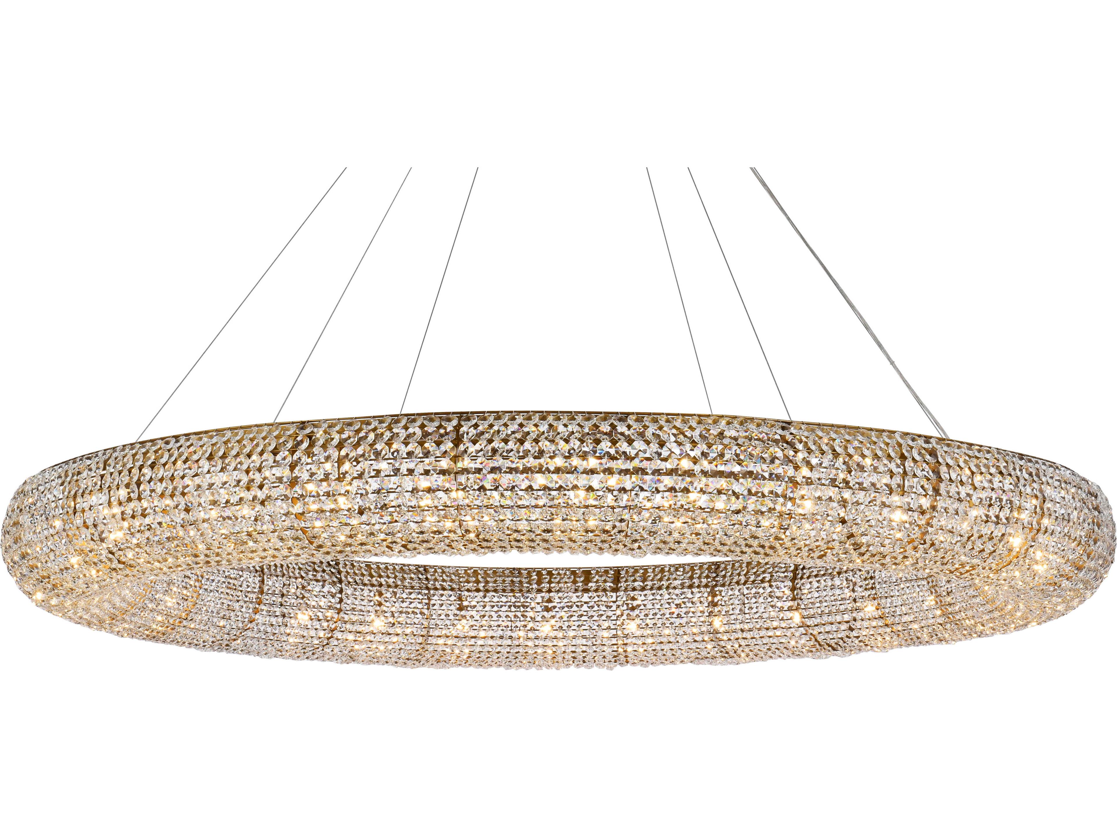 Elegant Lighting Paris 30-Light Gold And Clear Crystal Round Pendant