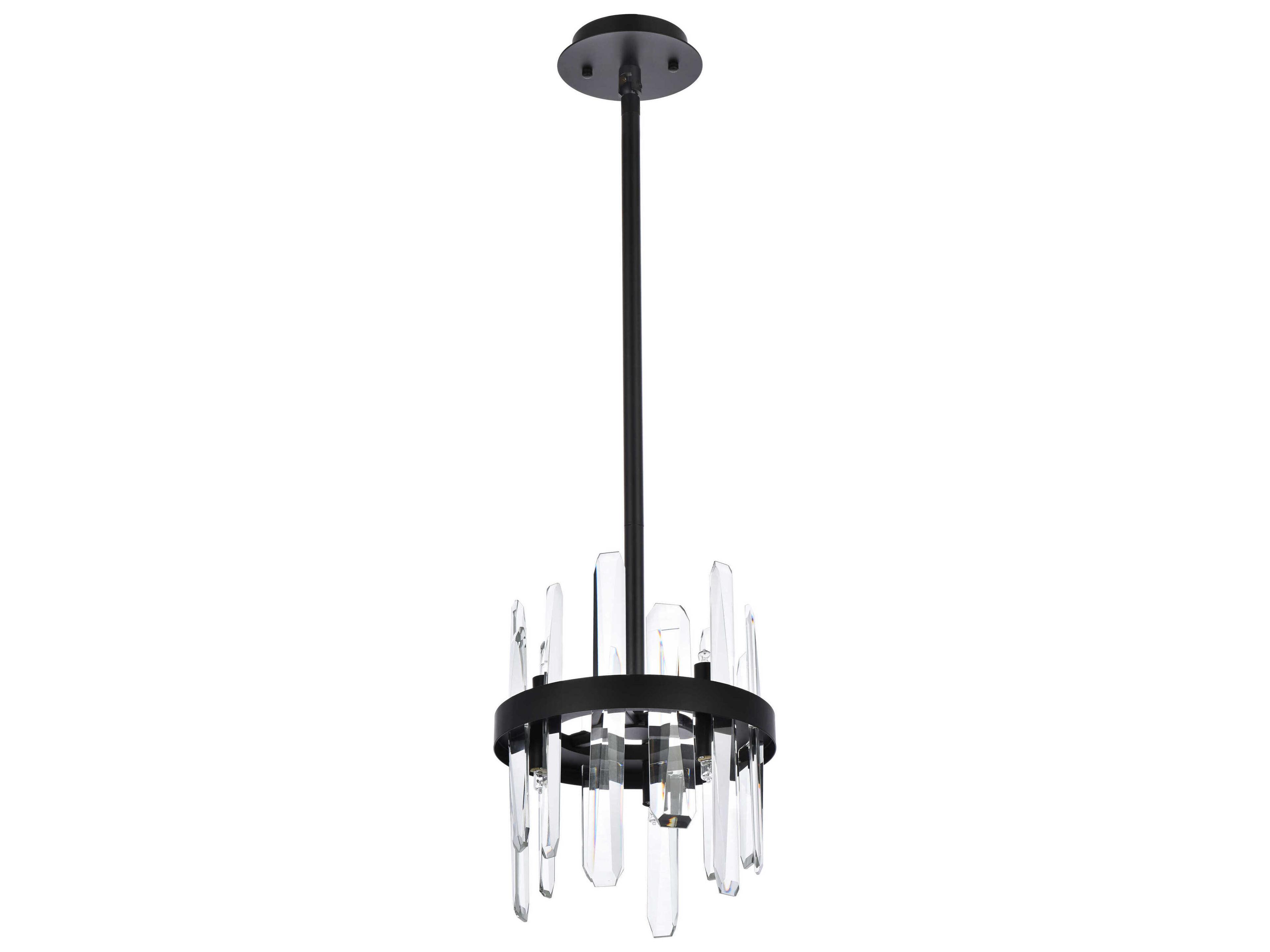 Elegant Lighting Serena 6-Light Black Crystal Linear Mini Pendant