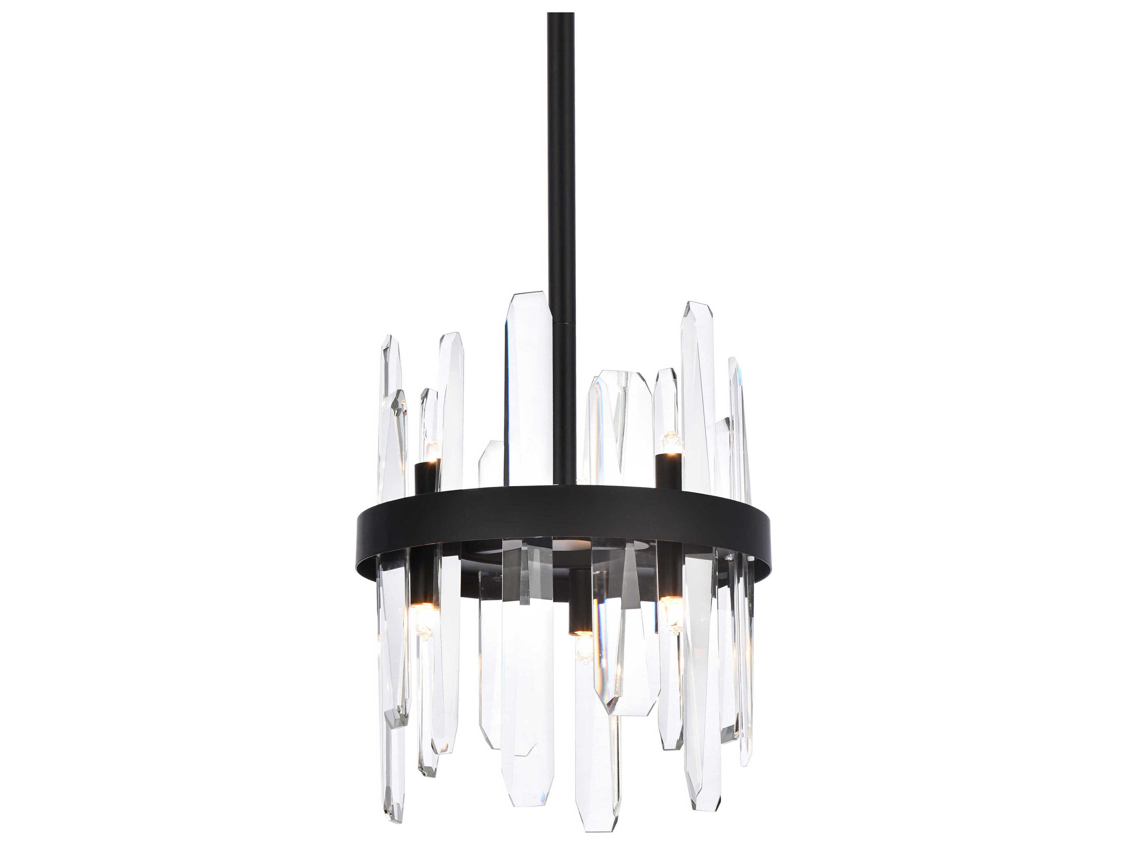 Elegant Lighting Serena 6-Light Black Crystal Linear Mini Pendant