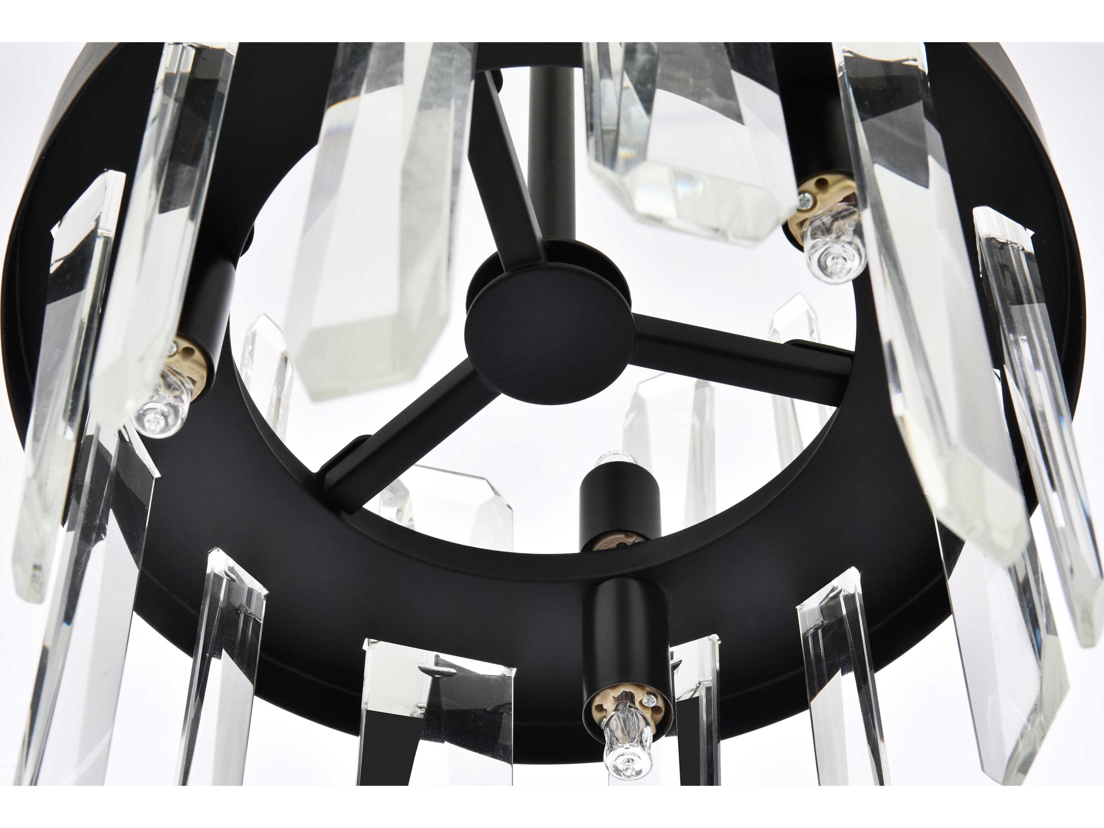 Elegant Lighting Serena 6-Light Black Crystal Linear Mini Pendant