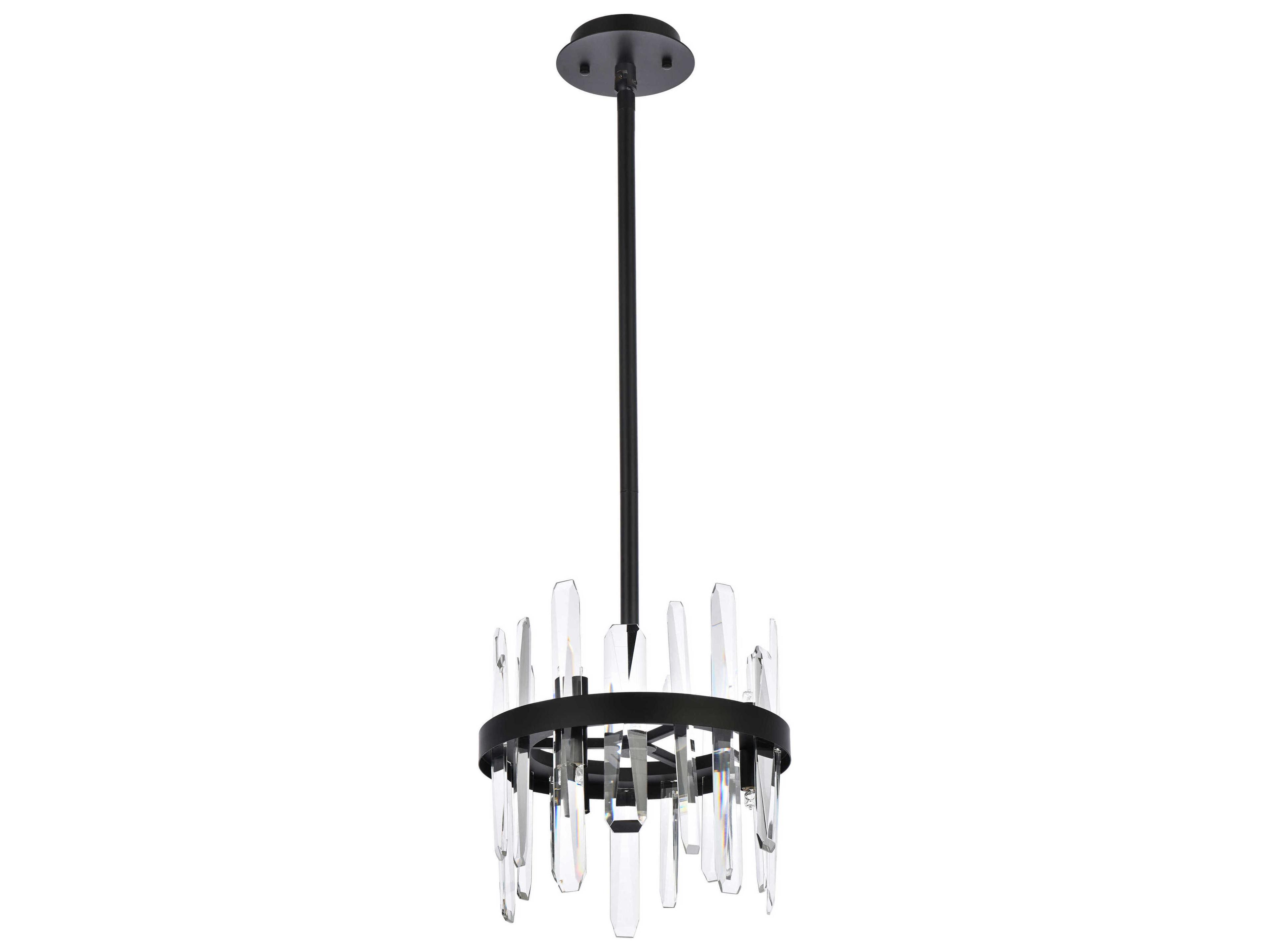 Elegant Lighting Serena 6-Light Black Crystal Linear Mini Pendant