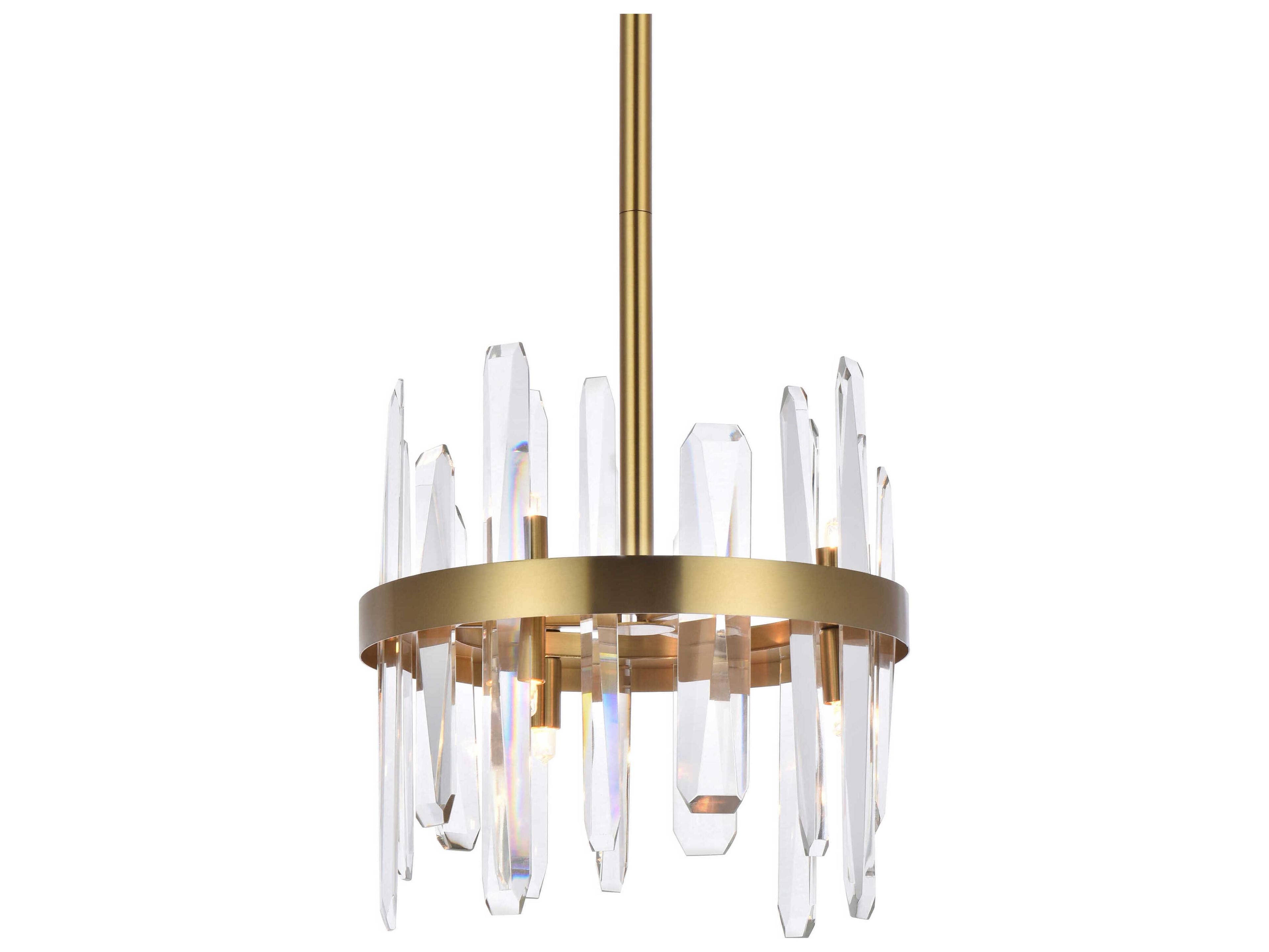 Elegant Lighting Serena 6-Light Satin Gold Crystal Linear Mini Pendant