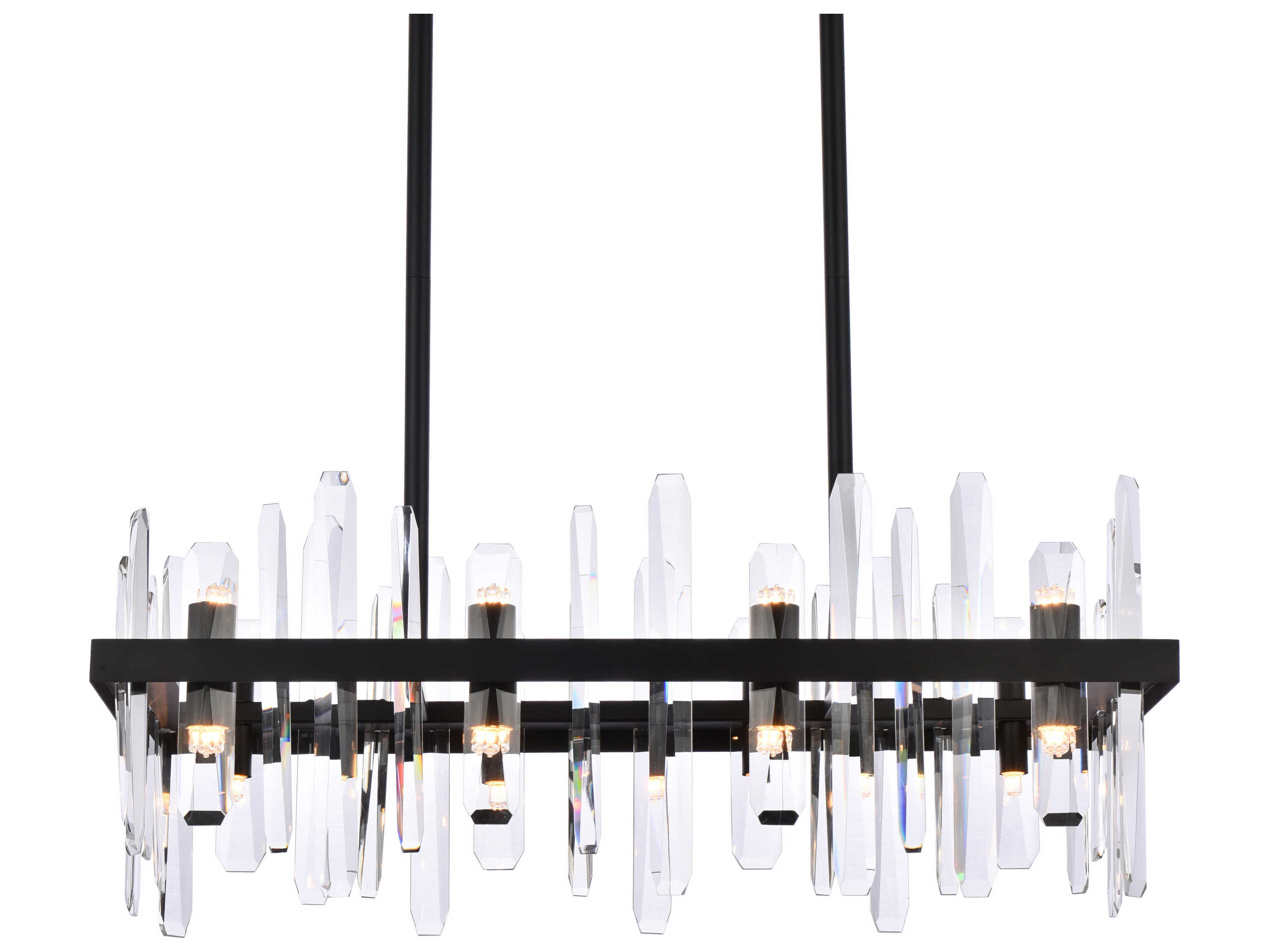 Elegant Lighting Serena 16-Light6-Light Black Crystal Linear Island Pendant