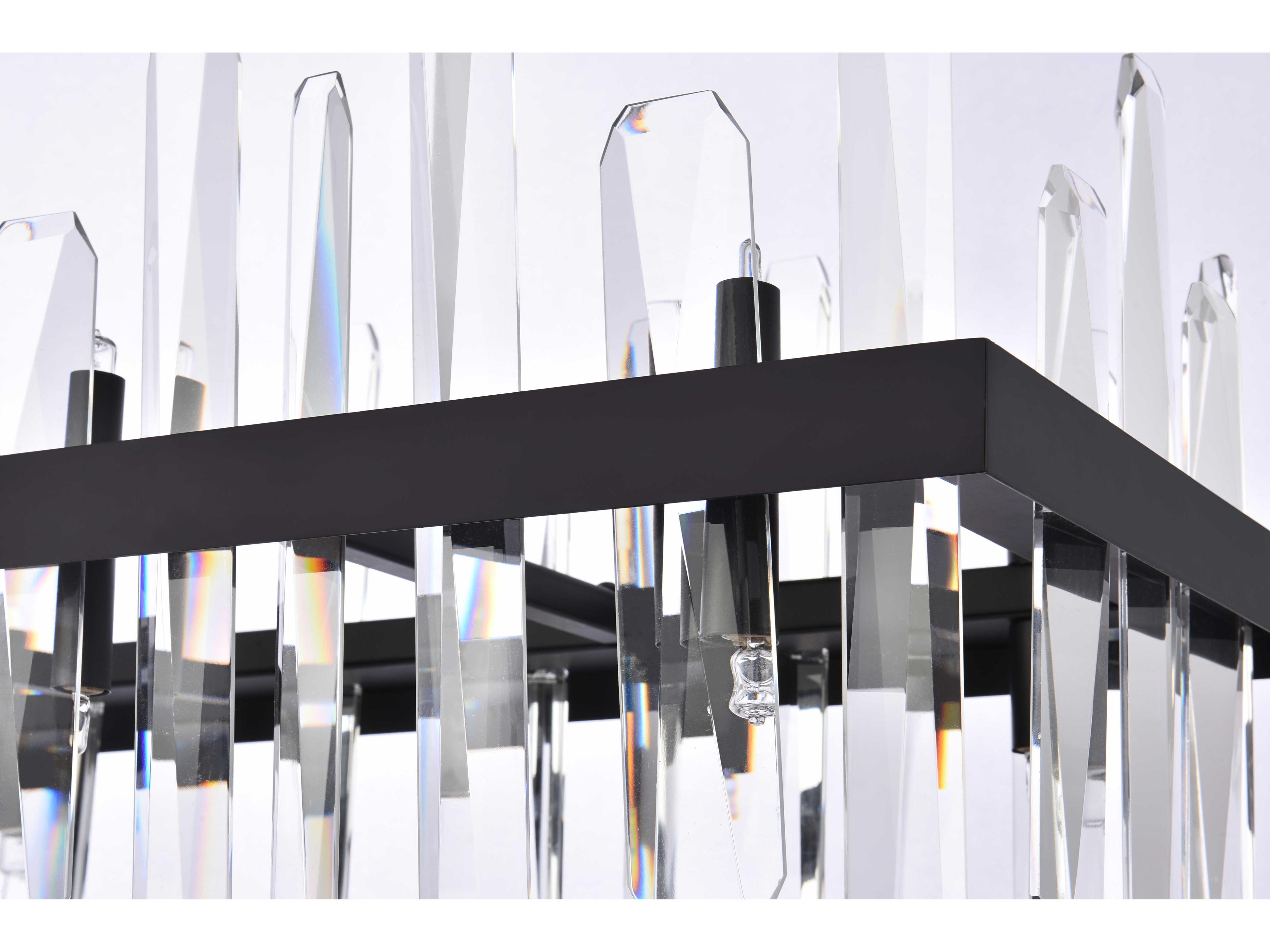 Elegant Lighting Serena 16-Light6-Light Black Crystal Linear Island Pendant