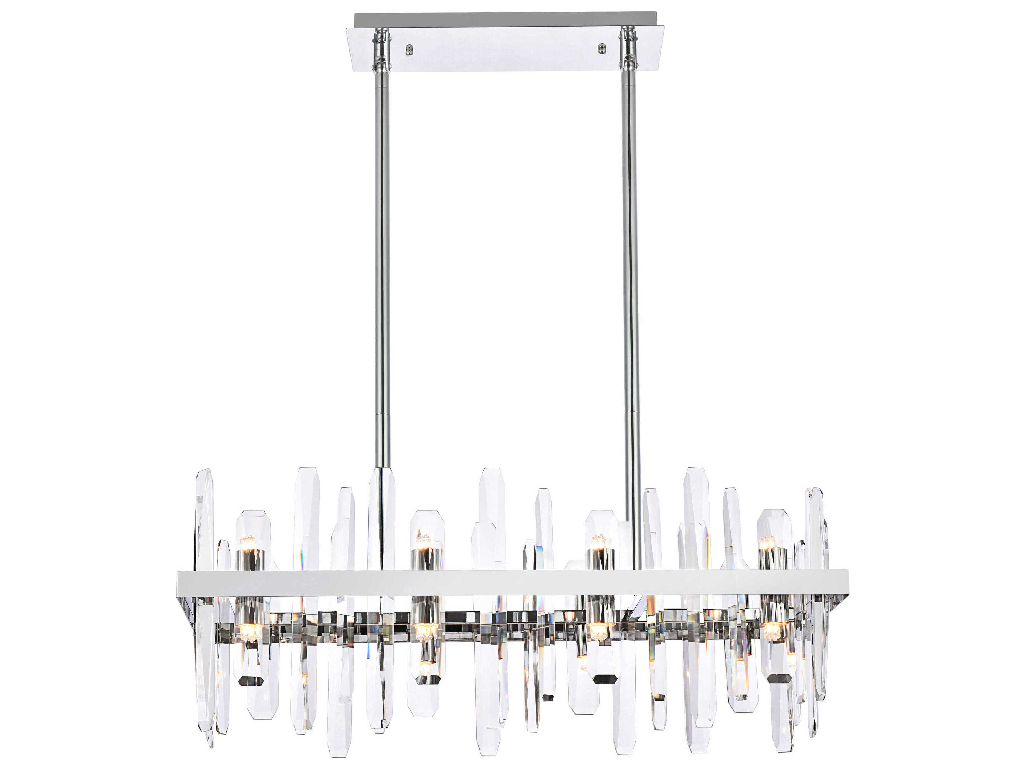 Elegant Lighting Serena 16-Light6-Light Chrome Crystal Linear Island Pendant