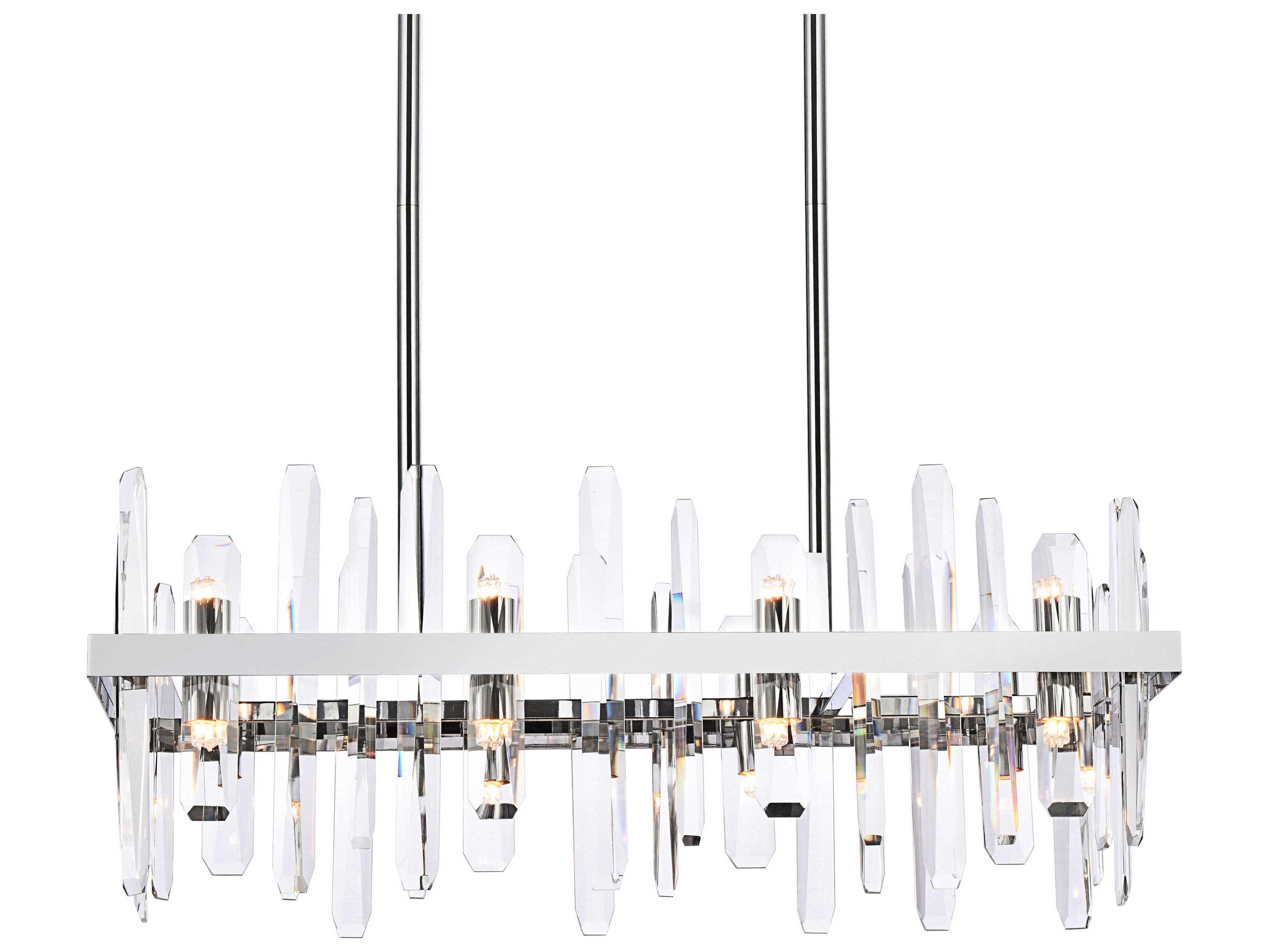 Elegant Lighting Serena 16-Light6-Light Chrome Crystal Linear Island Pendant