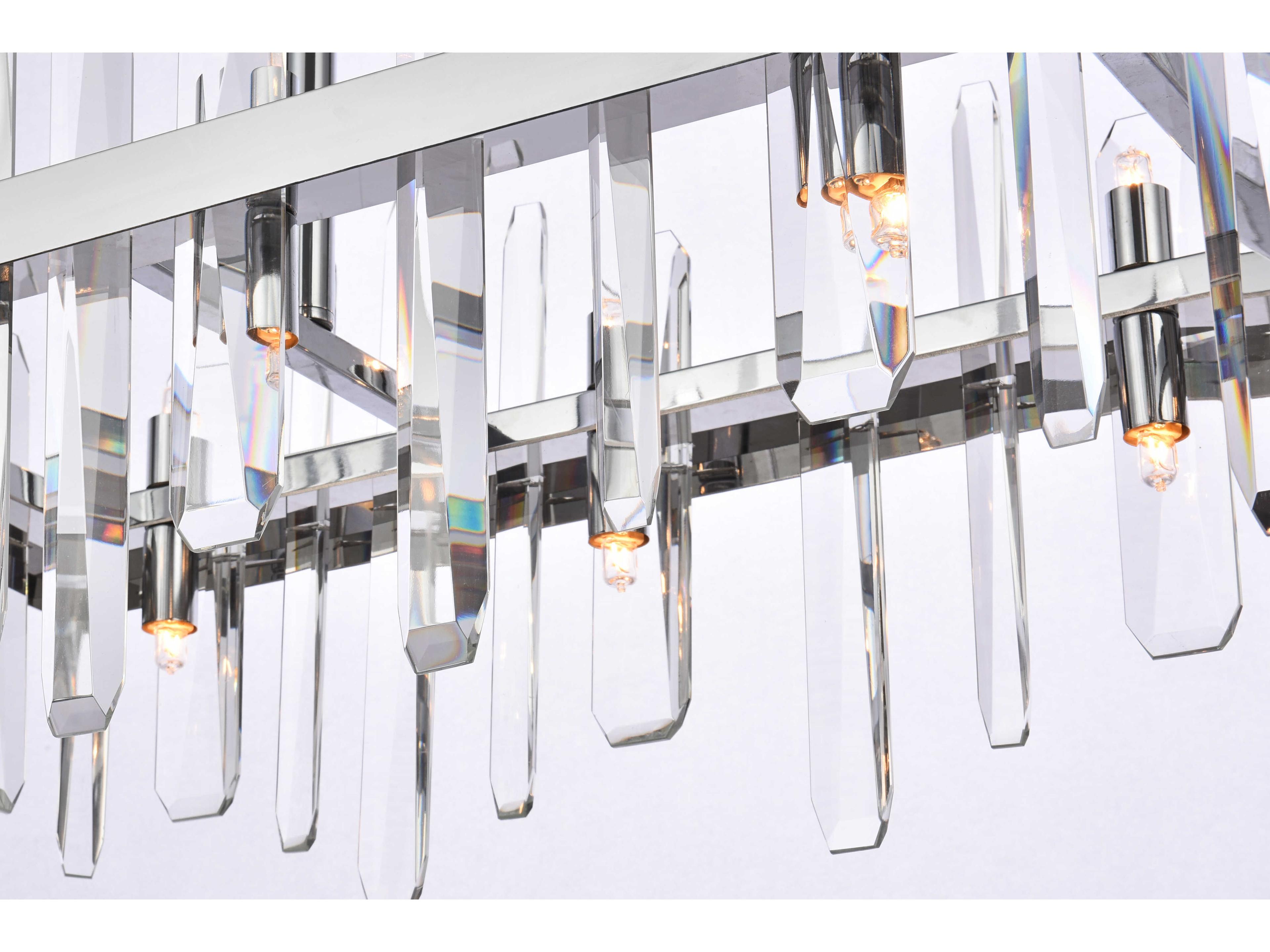 Elegant Lighting Serena 16-Light6-Light Chrome Crystal Linear Island Pendant