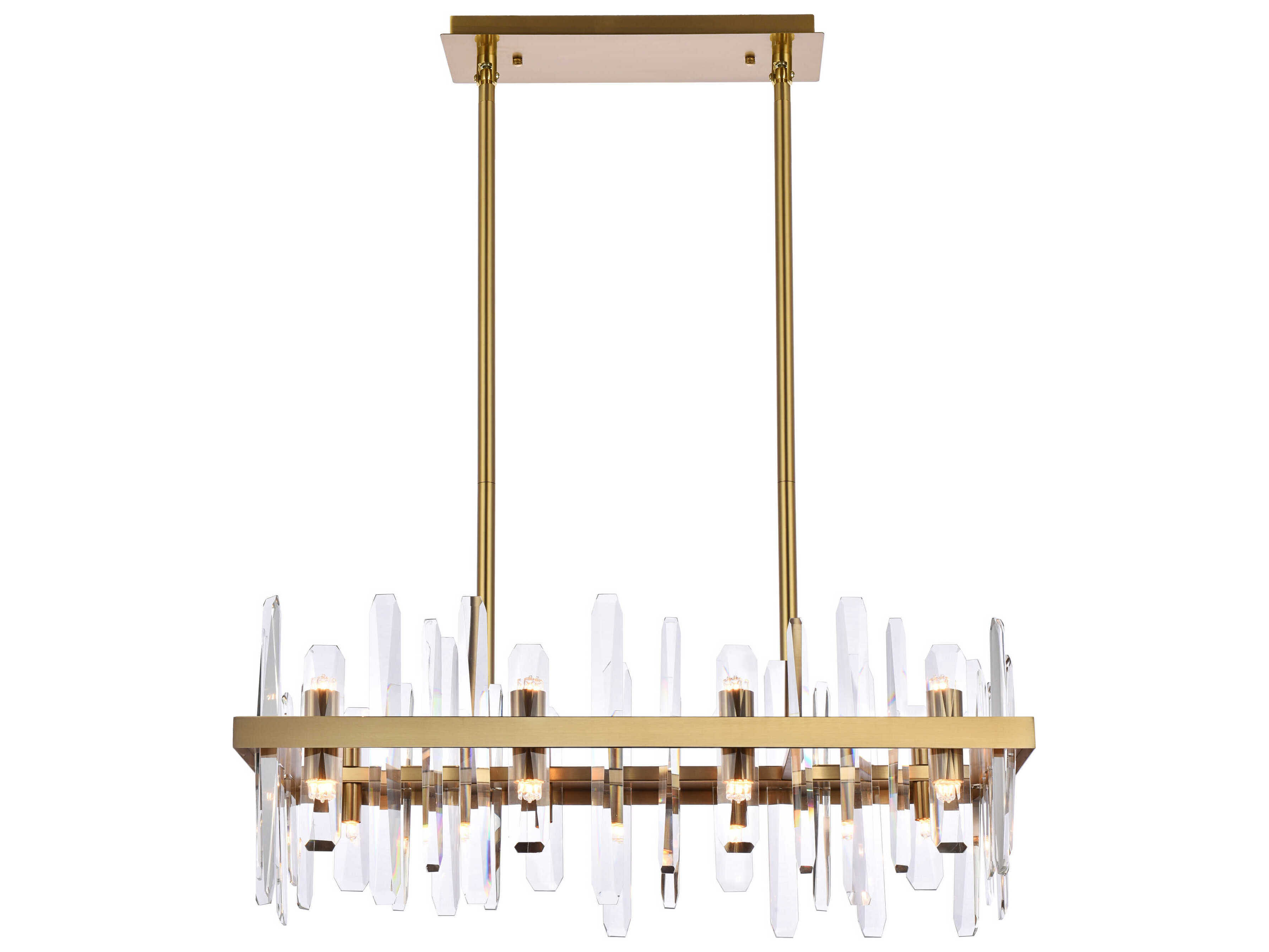 Elegant Lighting Serena 16-Light6-Light Satin Gold Crystal Linear Island Pendant