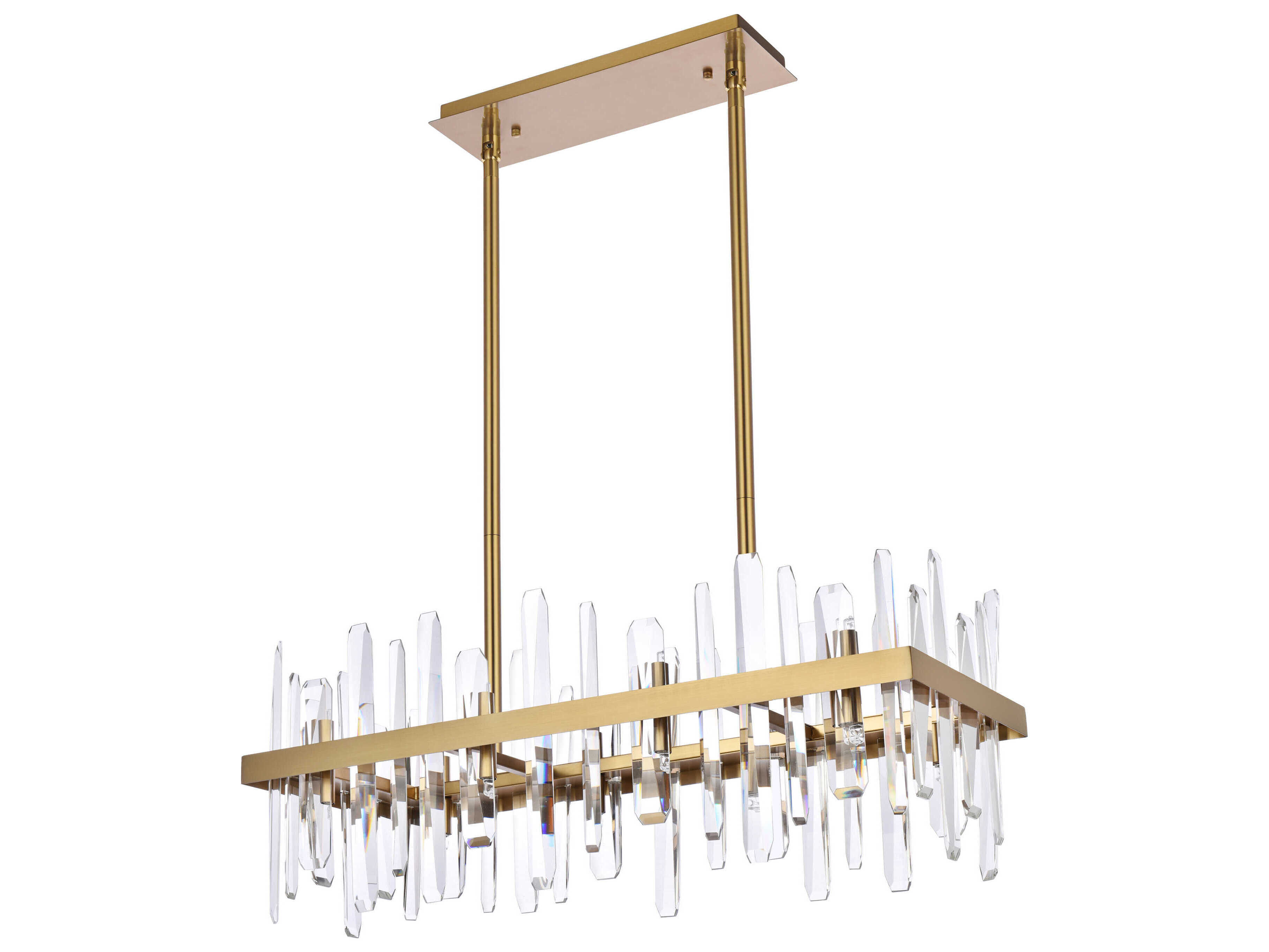 Elegant Lighting Serena 16-Light6-Light Satin Gold Crystal Linear Island Pendant