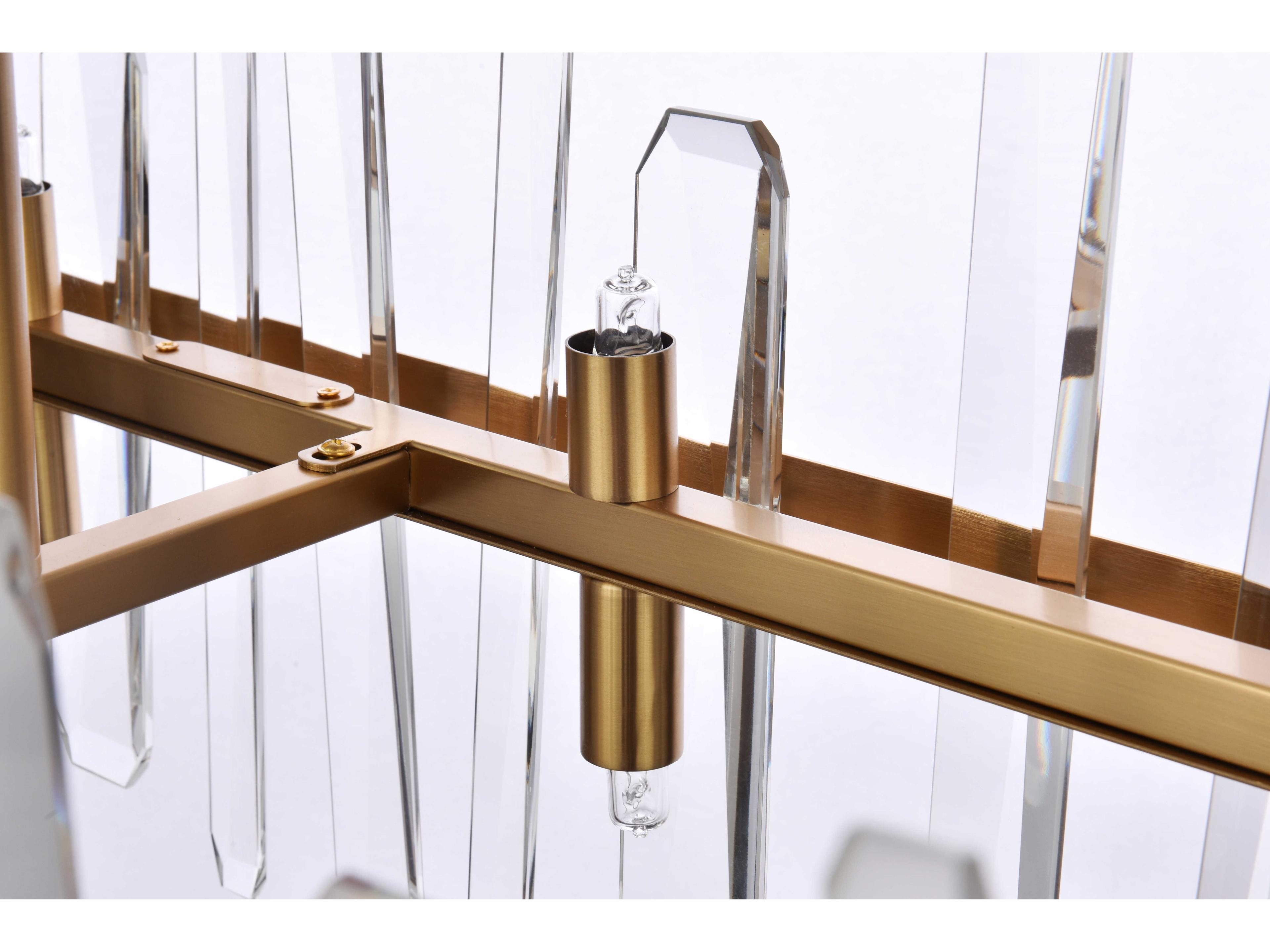 Elegant Lighting Serena 16-Light6-Light Satin Gold Crystal Linear Island Pendant