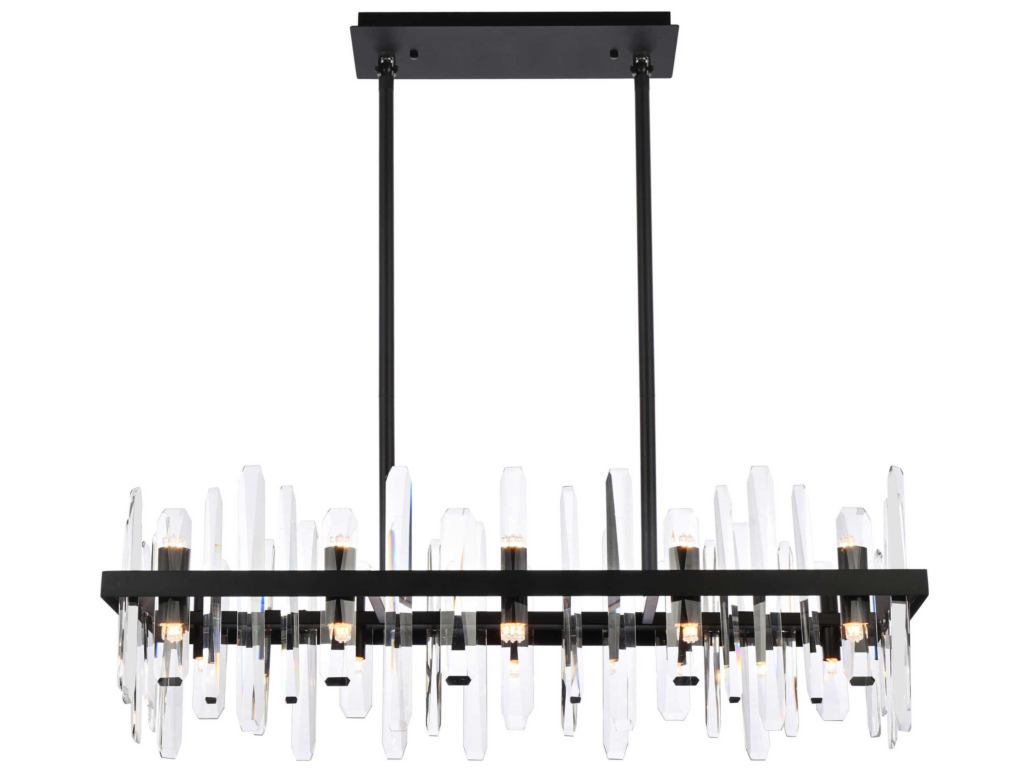 Elegant Lighting Serena 20-Light Black Crystal Linear Island Pendant