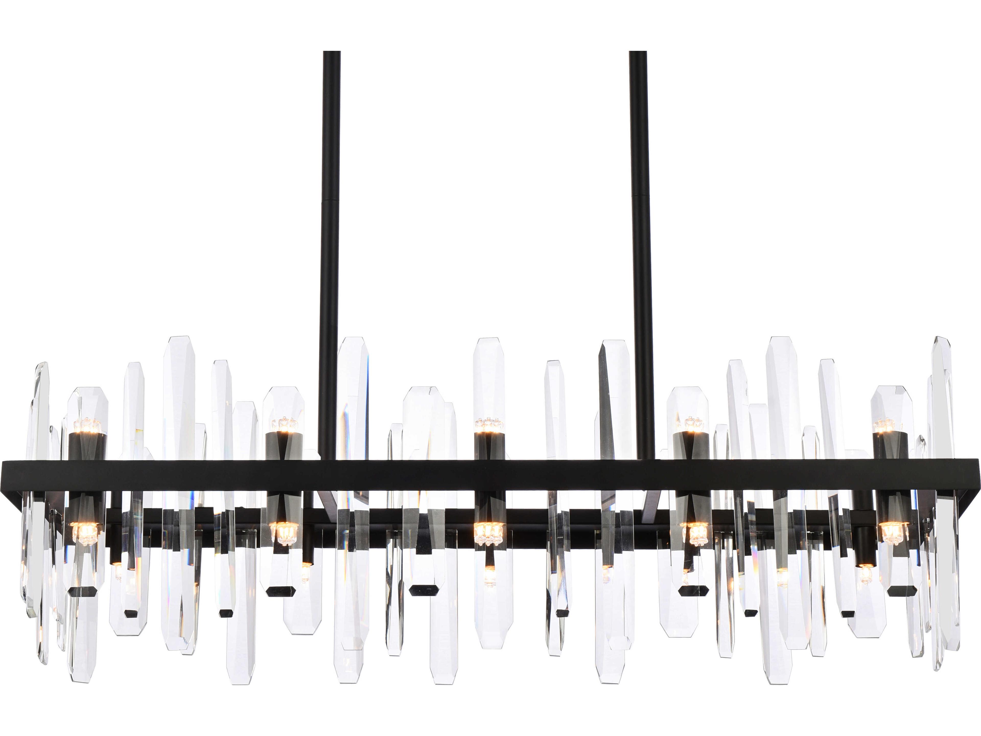 Elegant Lighting Serena 20-Light Black Crystal Linear Island Pendant