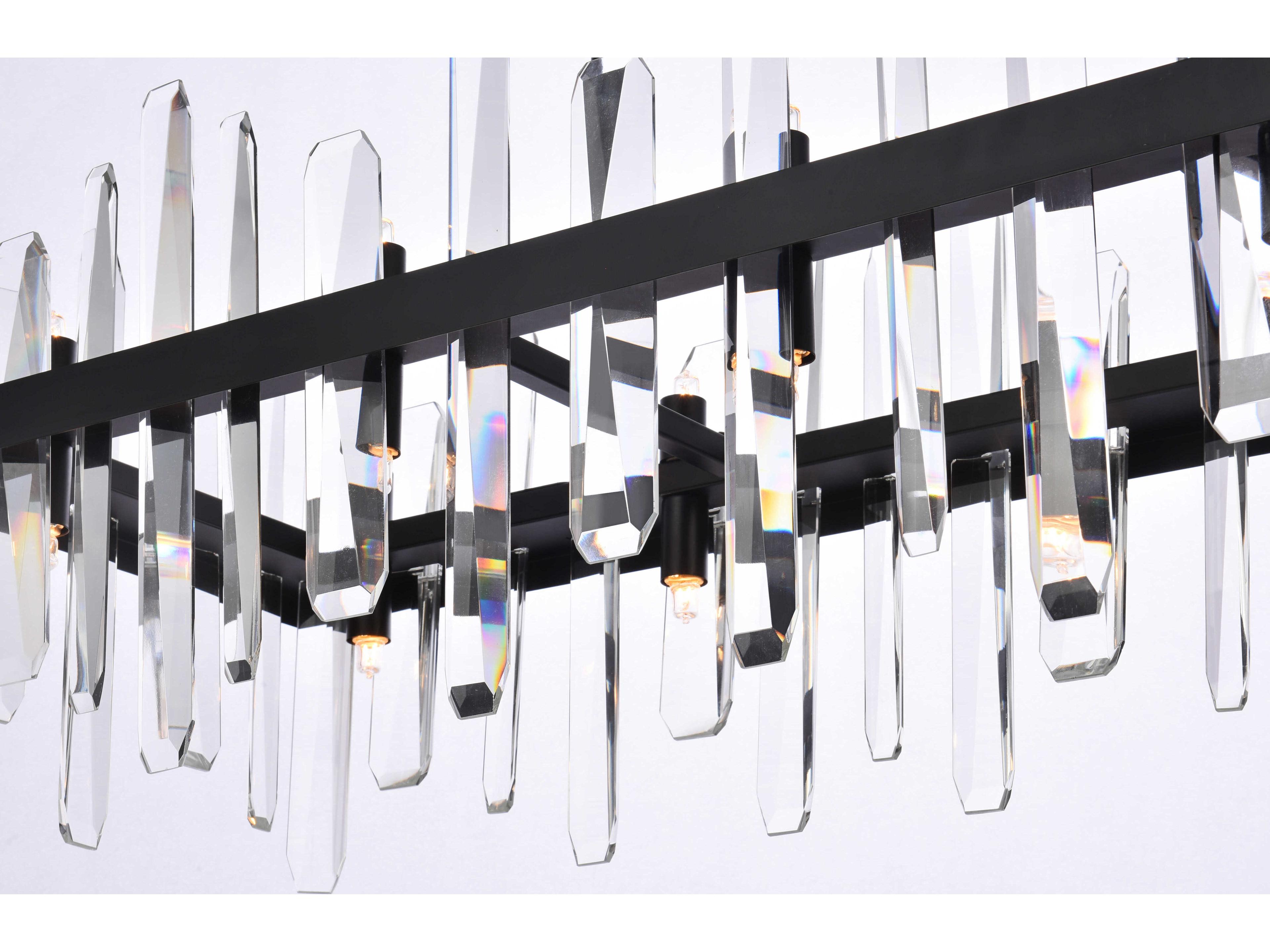Elegant Lighting Serena 20-Light Black Crystal Linear Island Pendant