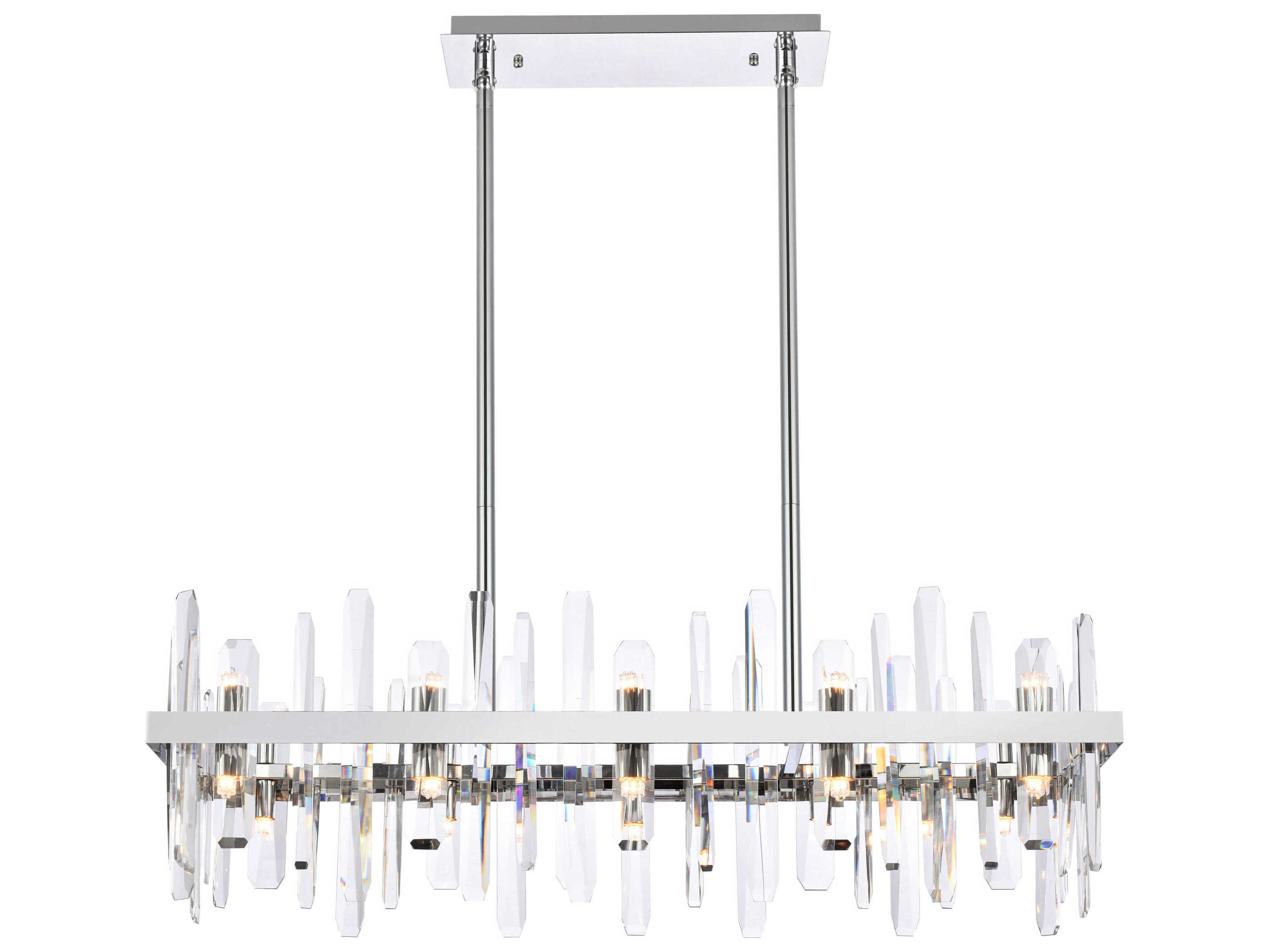 Elegant Lighting Serena 20-Light Chrome Crystal Linear Island Pendant
