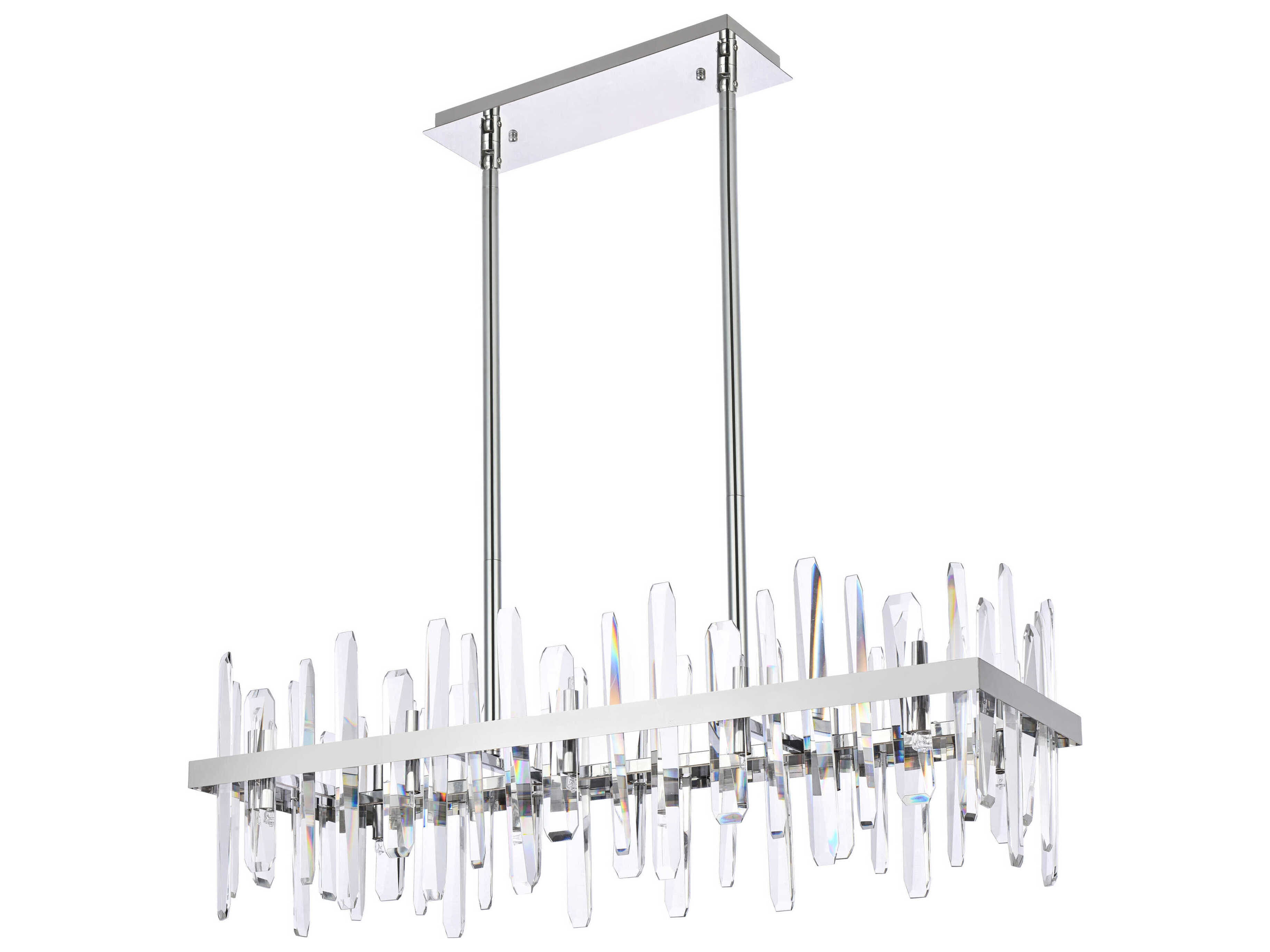 Elegant Lighting Serena 20-Light Chrome Crystal Linear Island Pendant