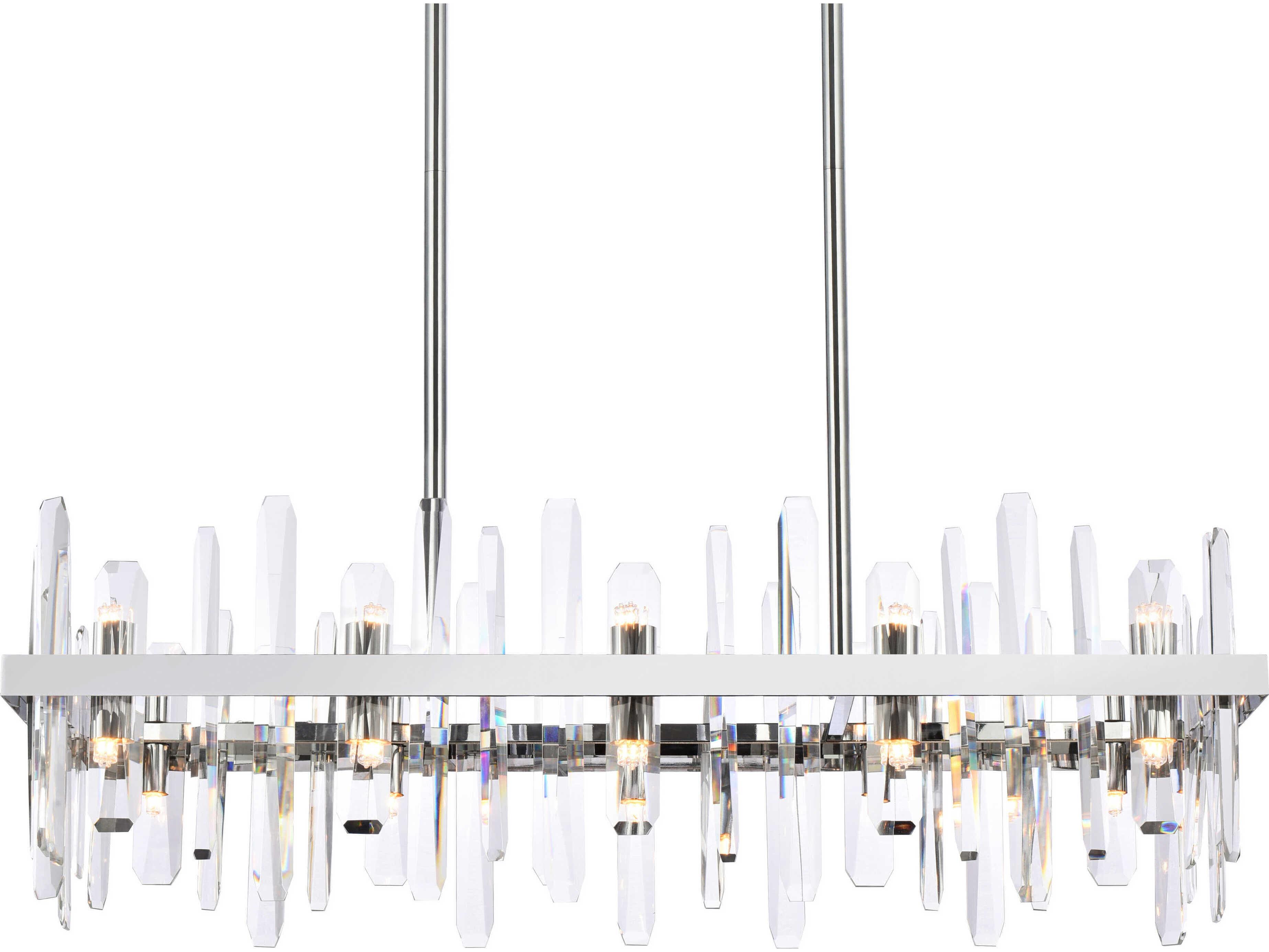 Elegant Lighting Serena 20-Light Chrome Crystal Linear Island Pendant