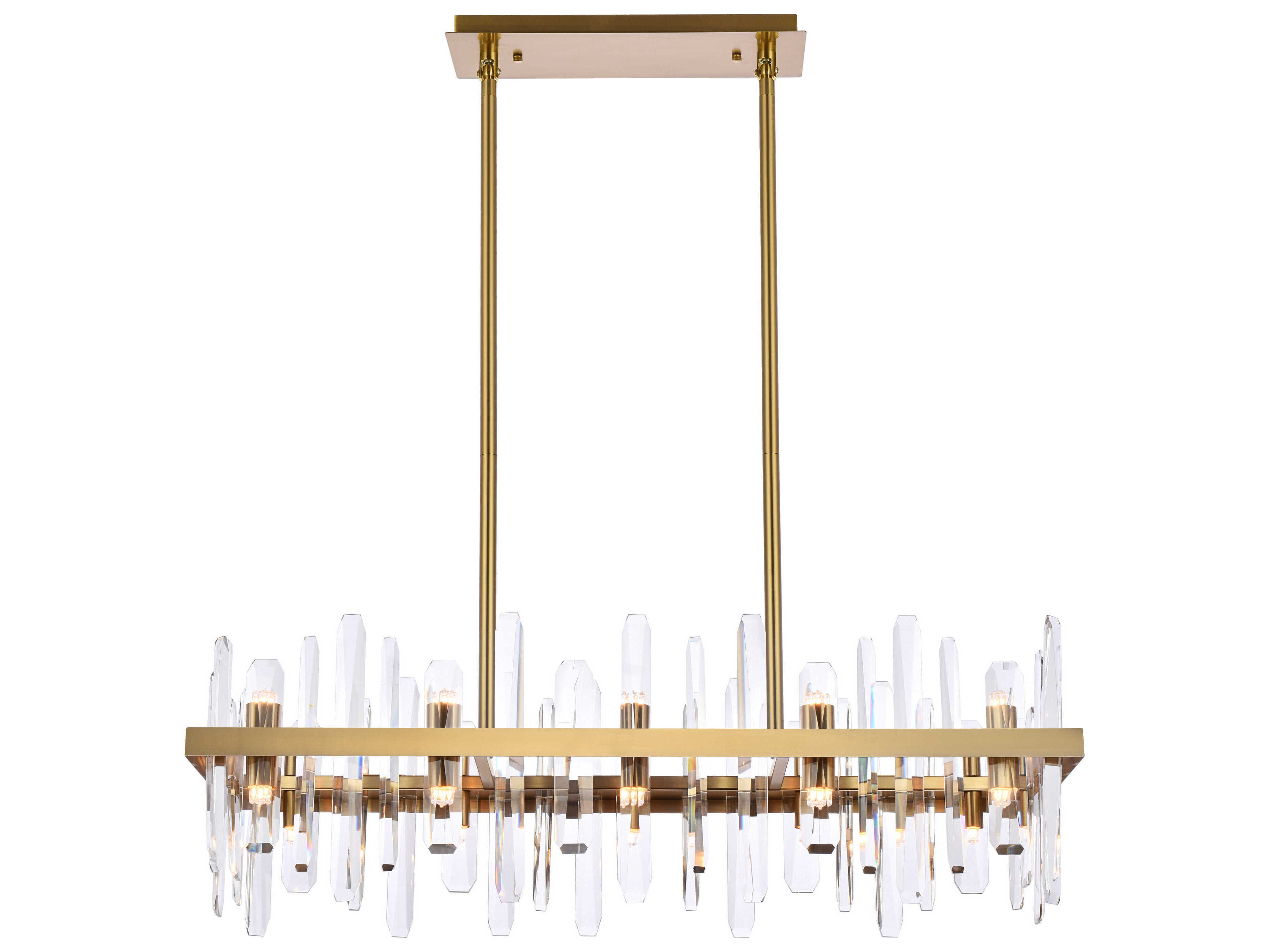 Elegant Lighting Serena 20-Light Satin Gold Crystal Linear Island Pendant