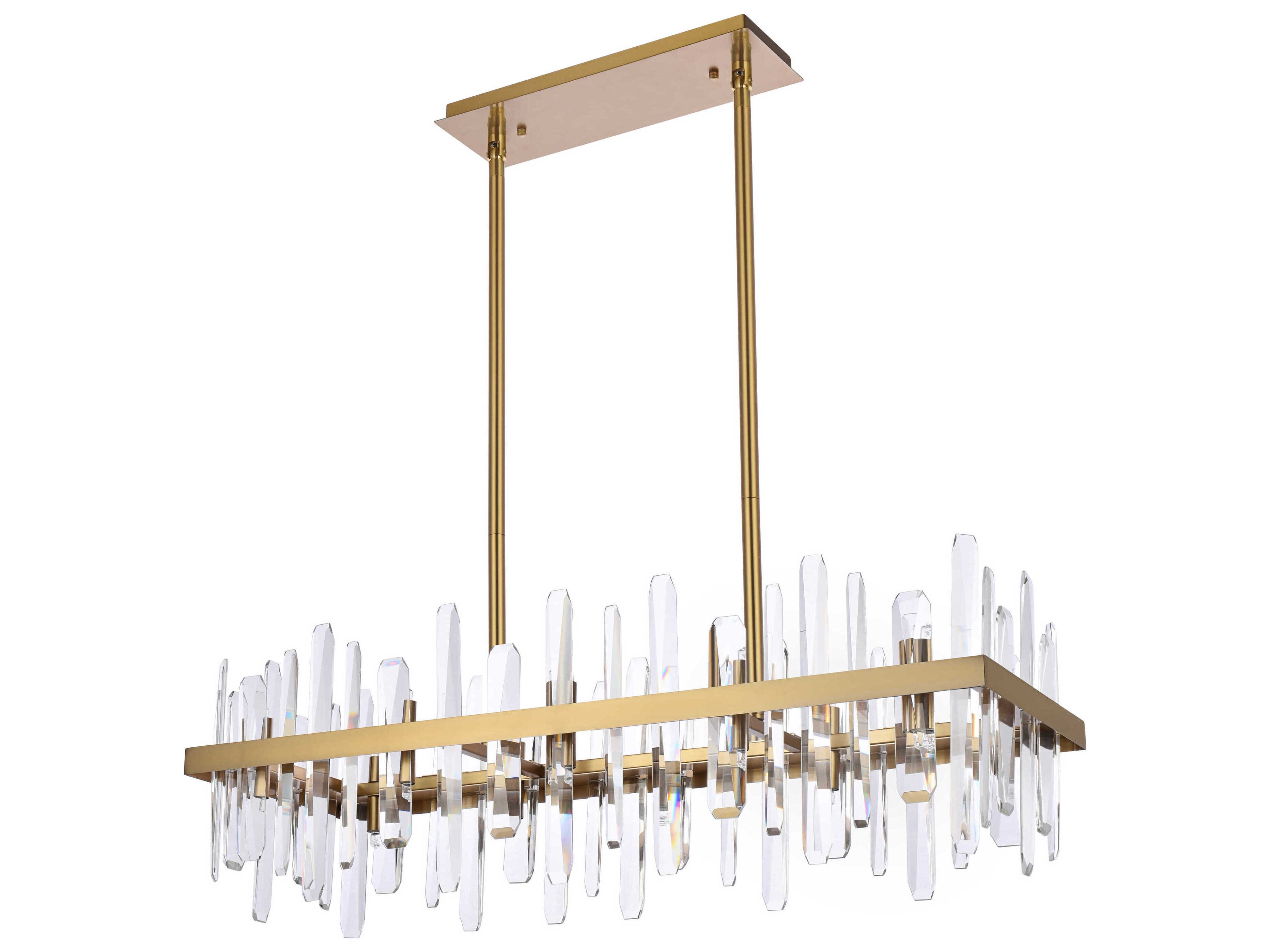 Elegant Lighting Serena 20-Light Satin Gold Crystal Linear Island Pendant