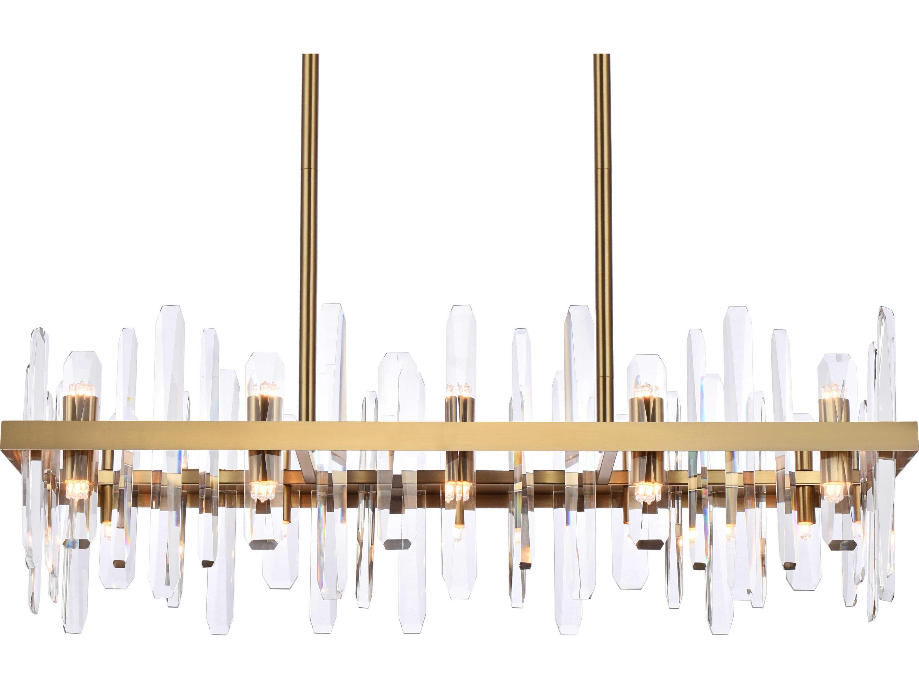 Elegant Lighting Serena 20-Light Satin Gold Crystal Linear Island Pendant