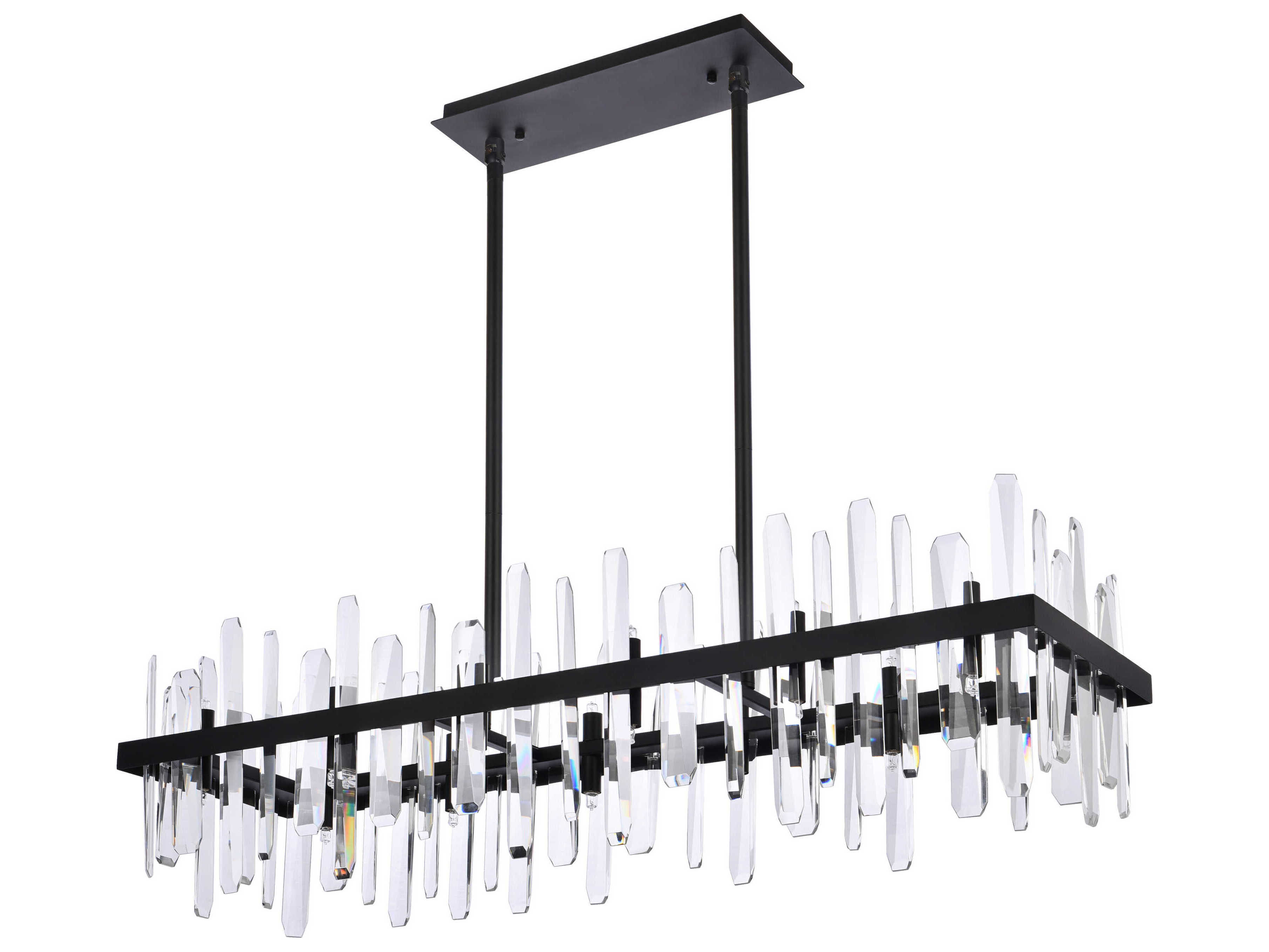 Elegant Lighting Serena 24-Light Black Crystal Linear Island Pendant