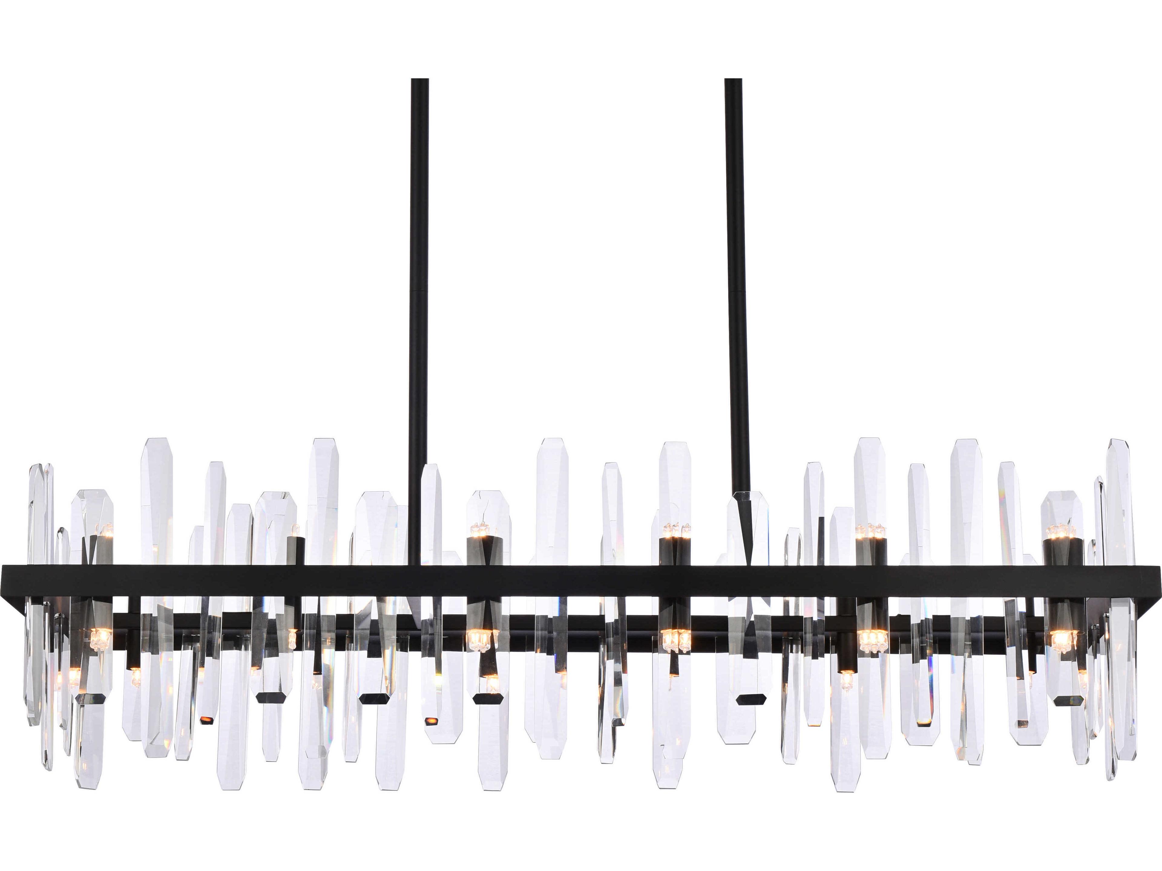 Elegant Lighting Serena 24-Light Black Crystal Linear Island Pendant
