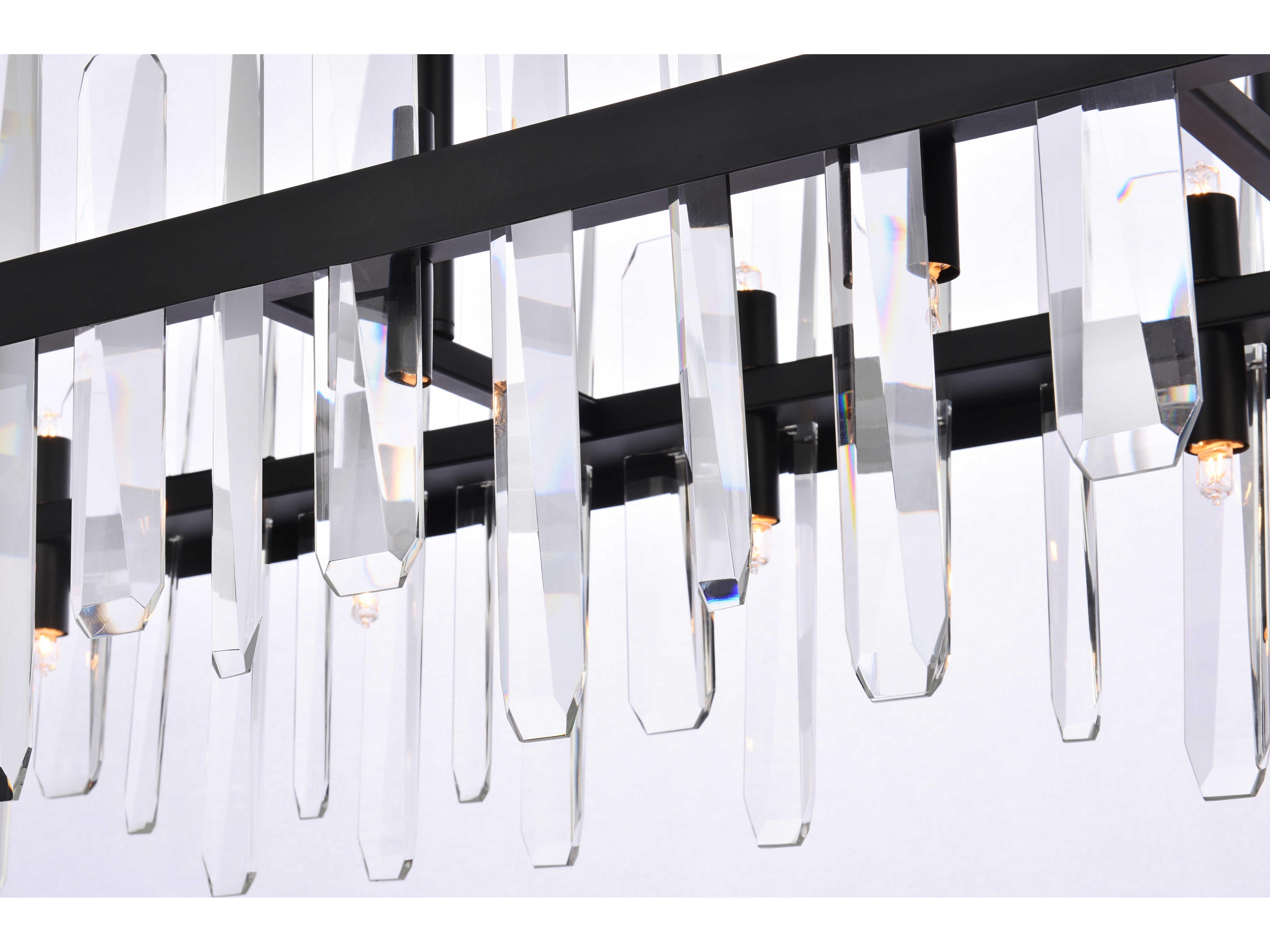 Elegant Lighting Serena 24-Light Black Crystal Linear Island Pendant