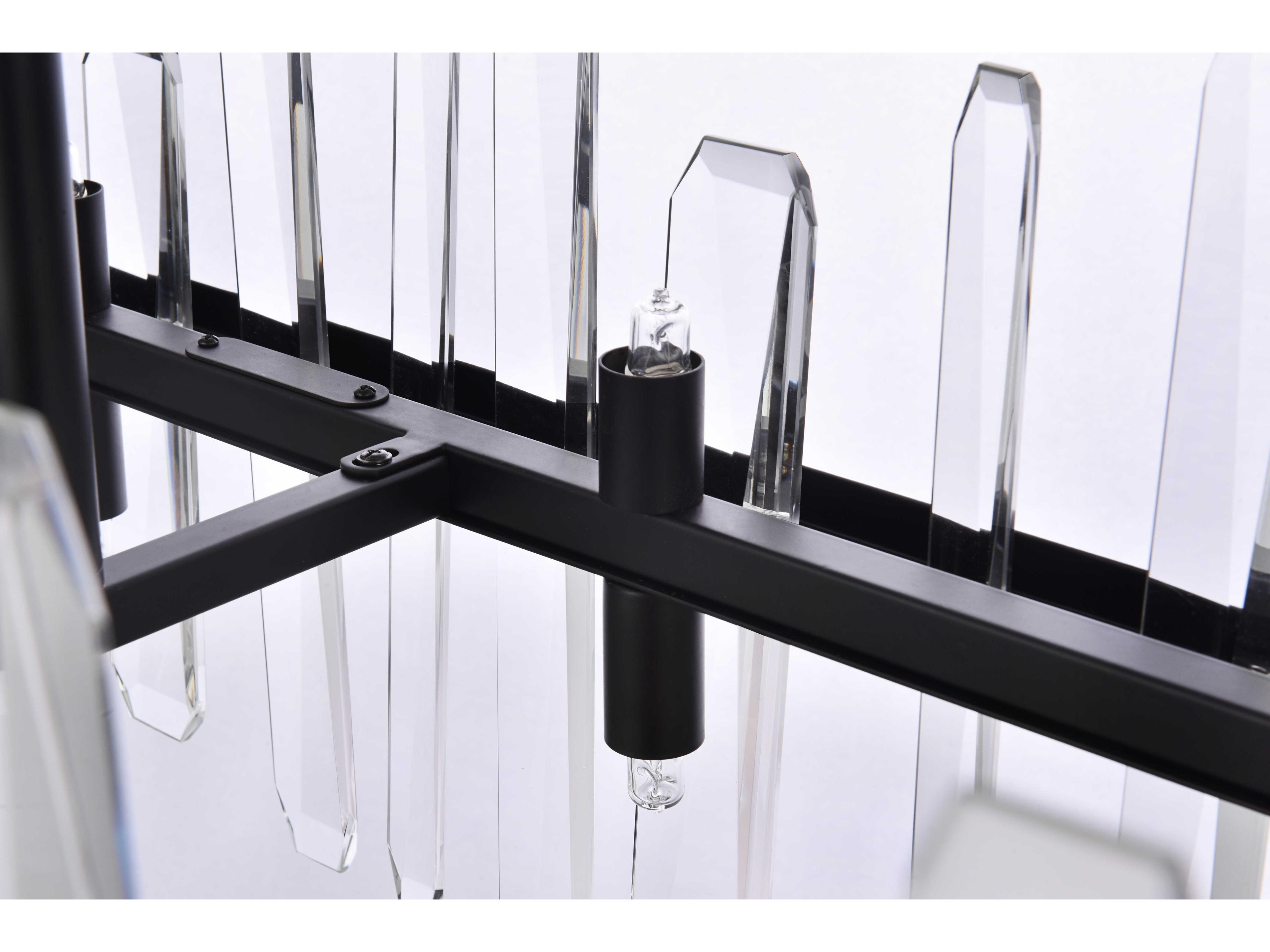 Elegant Lighting Serena 24-Light Black Crystal Linear Island Pendant