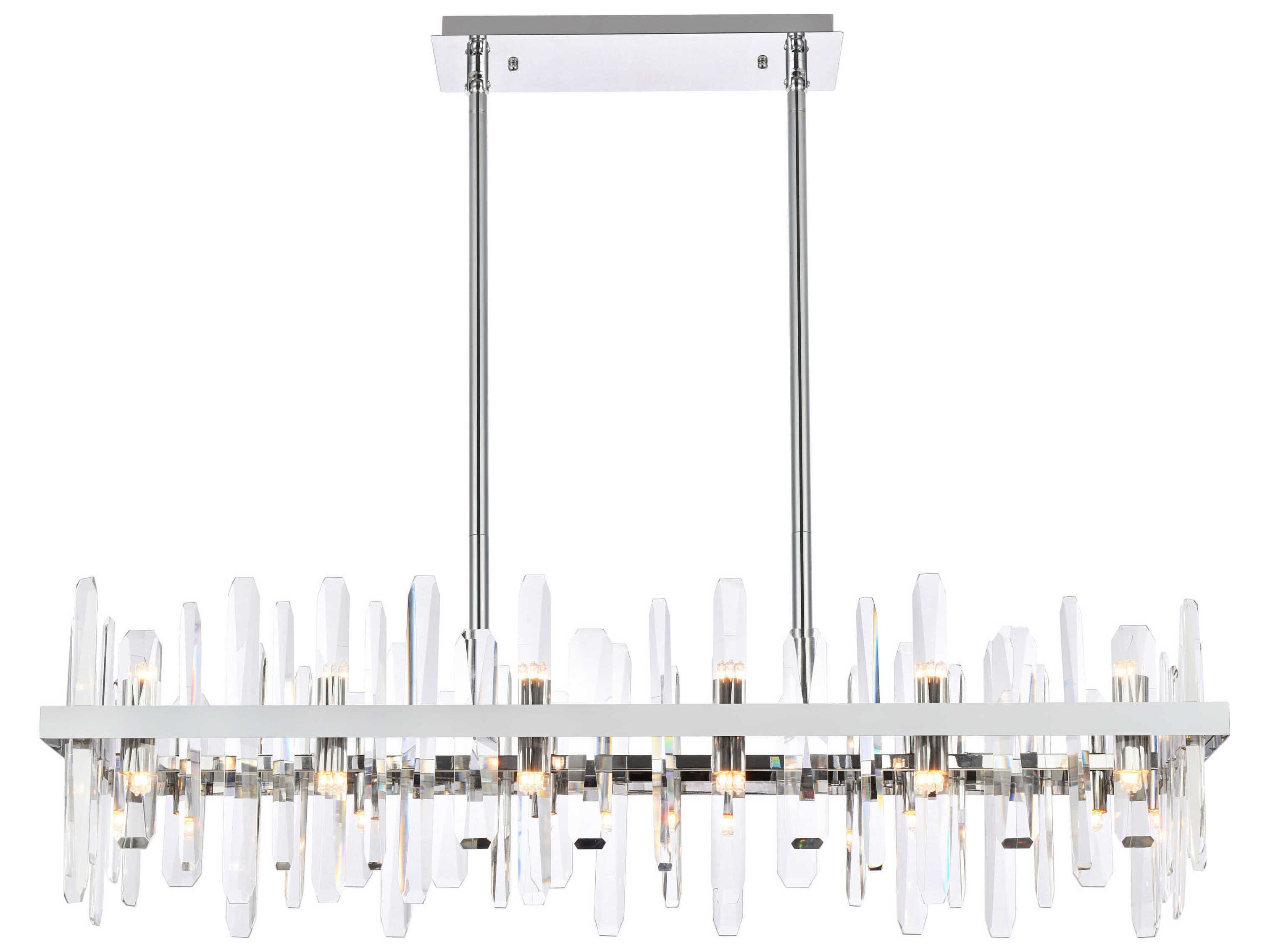 Elegant Lighting Serena 24-Light Chrome Crystal Linear Island Pendant