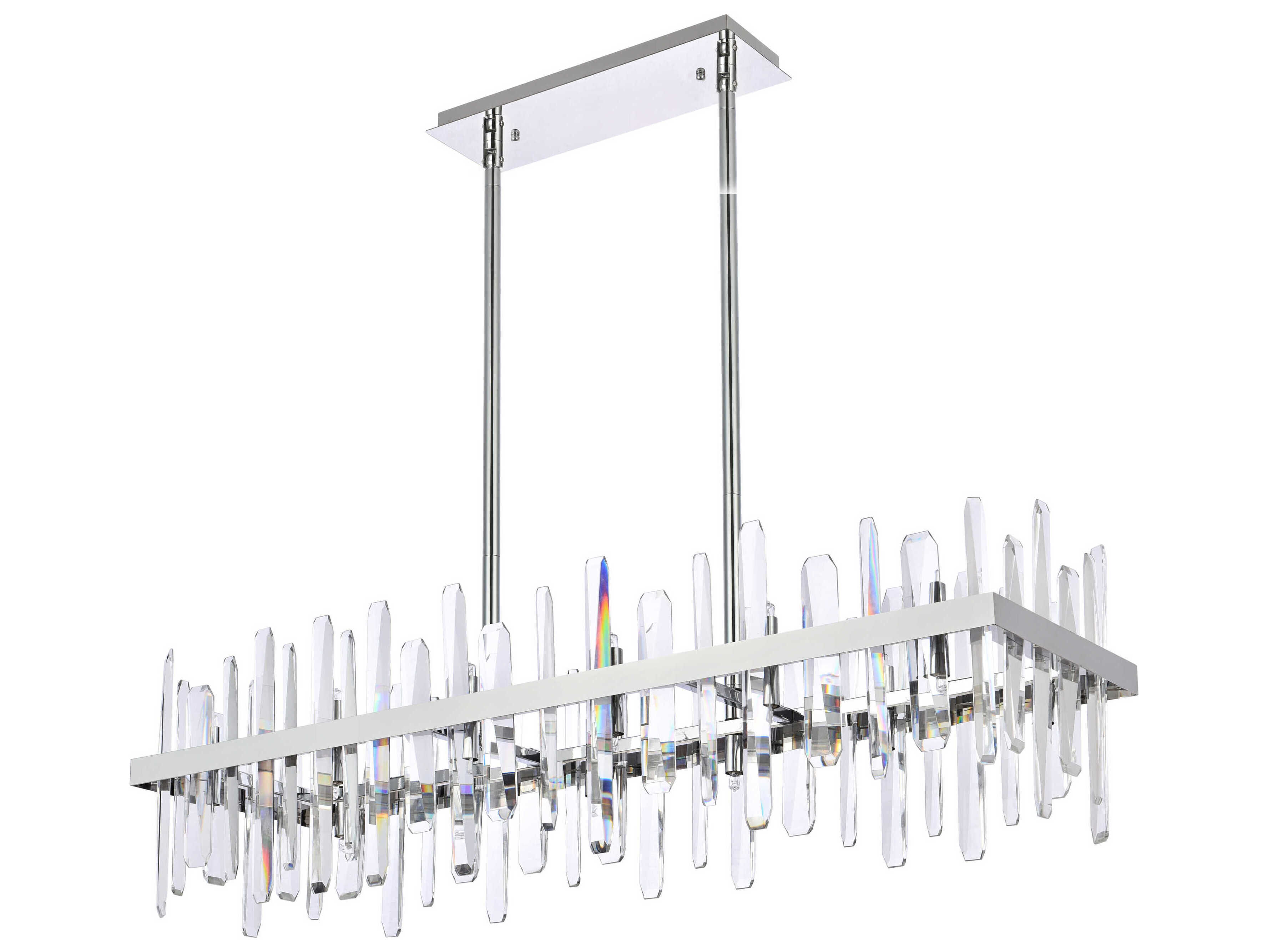 Elegant Lighting Serena 24-Light Chrome Crystal Linear Island Pendant
