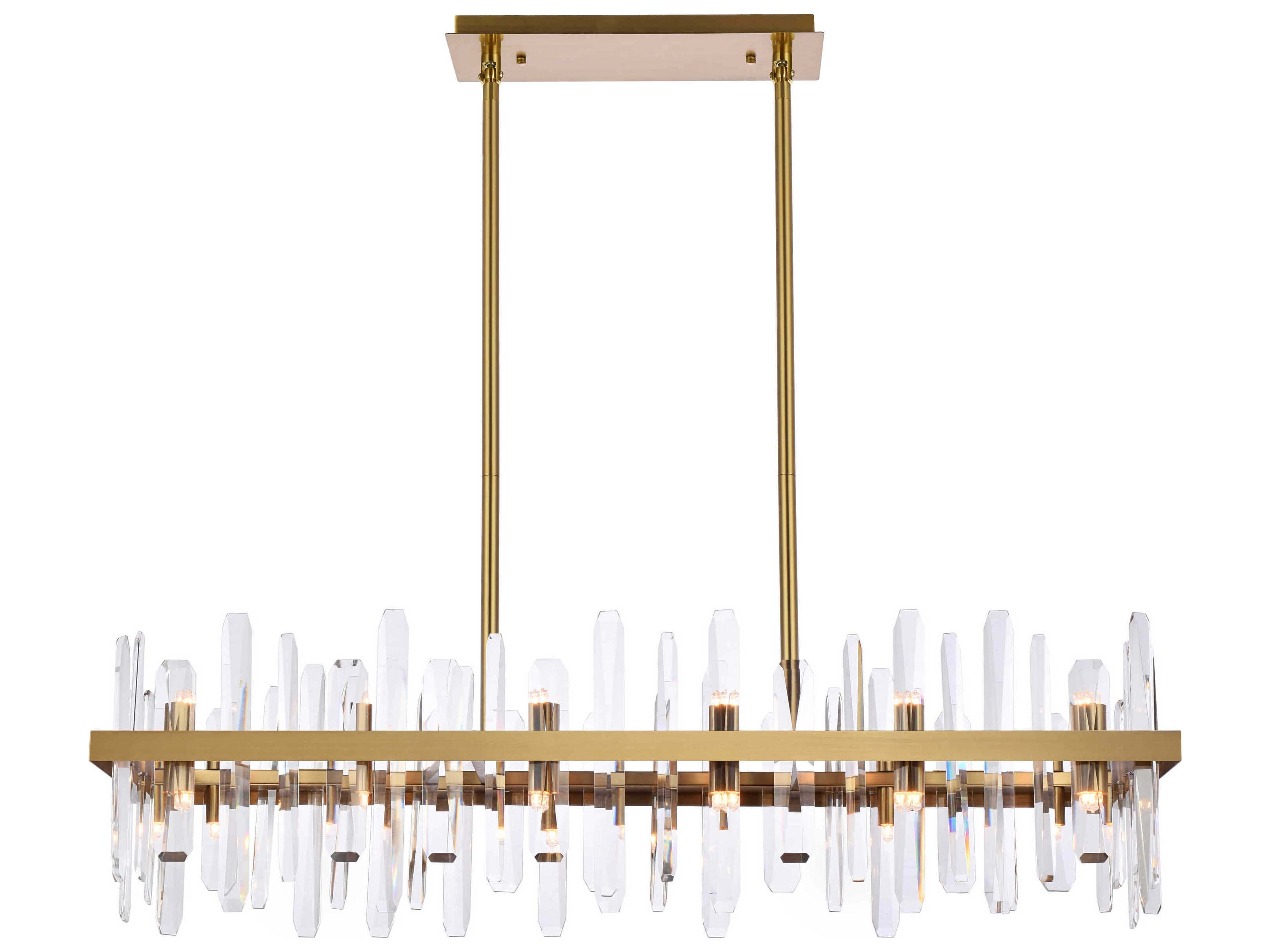 Elegant Lighting Serena 24-Light Satin Gold Crystal Linear Island Pendant