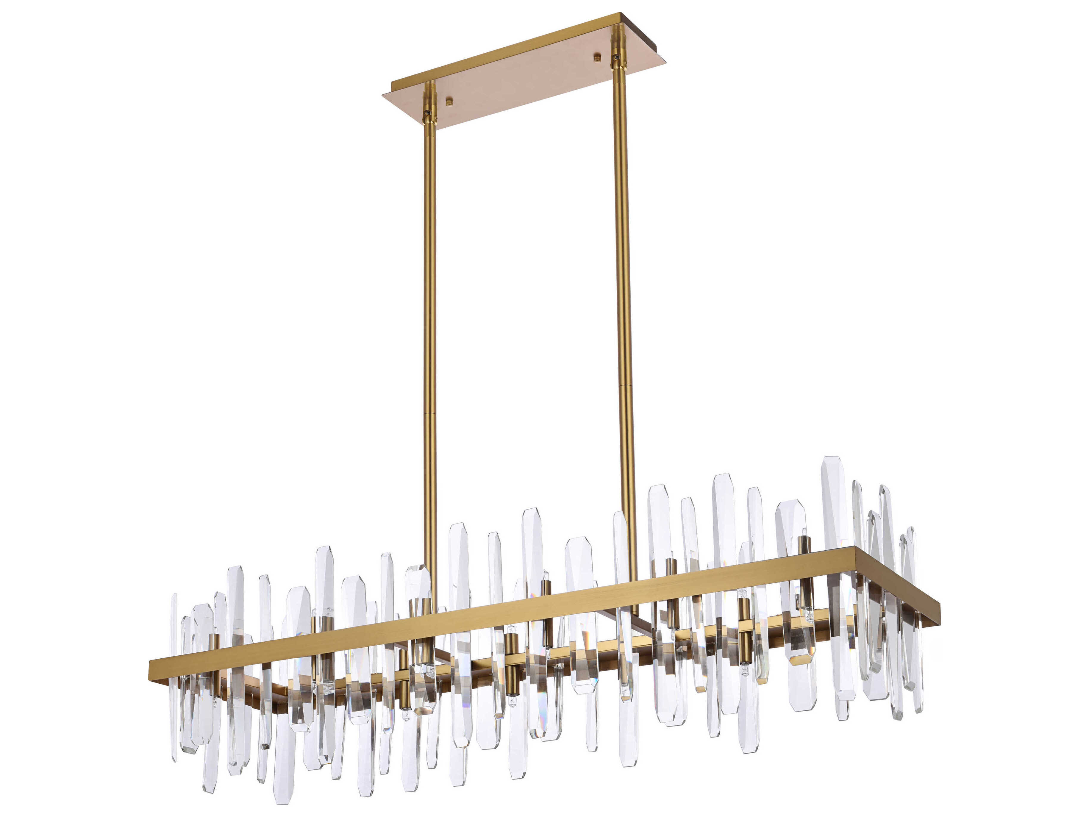 Elegant Lighting Serena 24-Light Satin Gold Crystal Linear Island Pendant