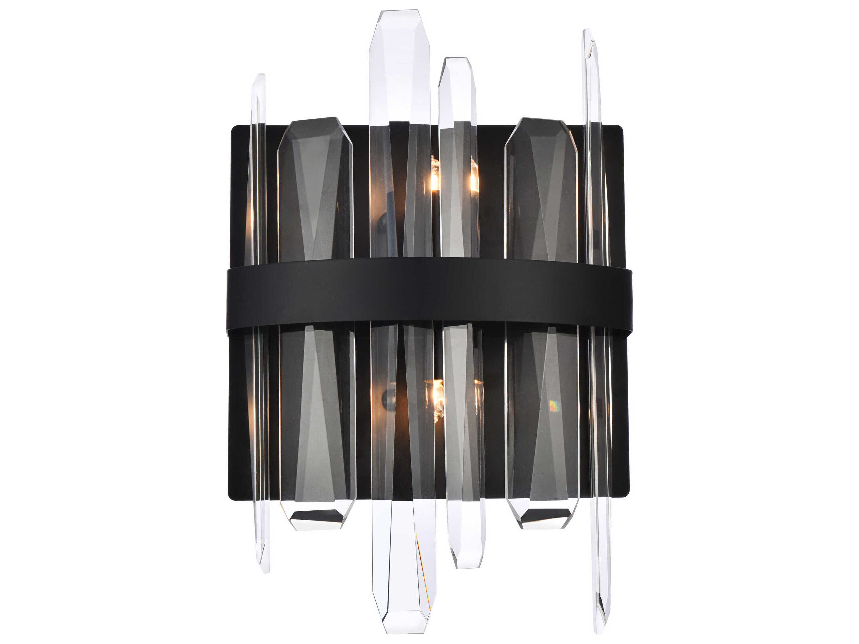 Elegant Lighting Serena 2-Light Black Crystal Wall Sconce