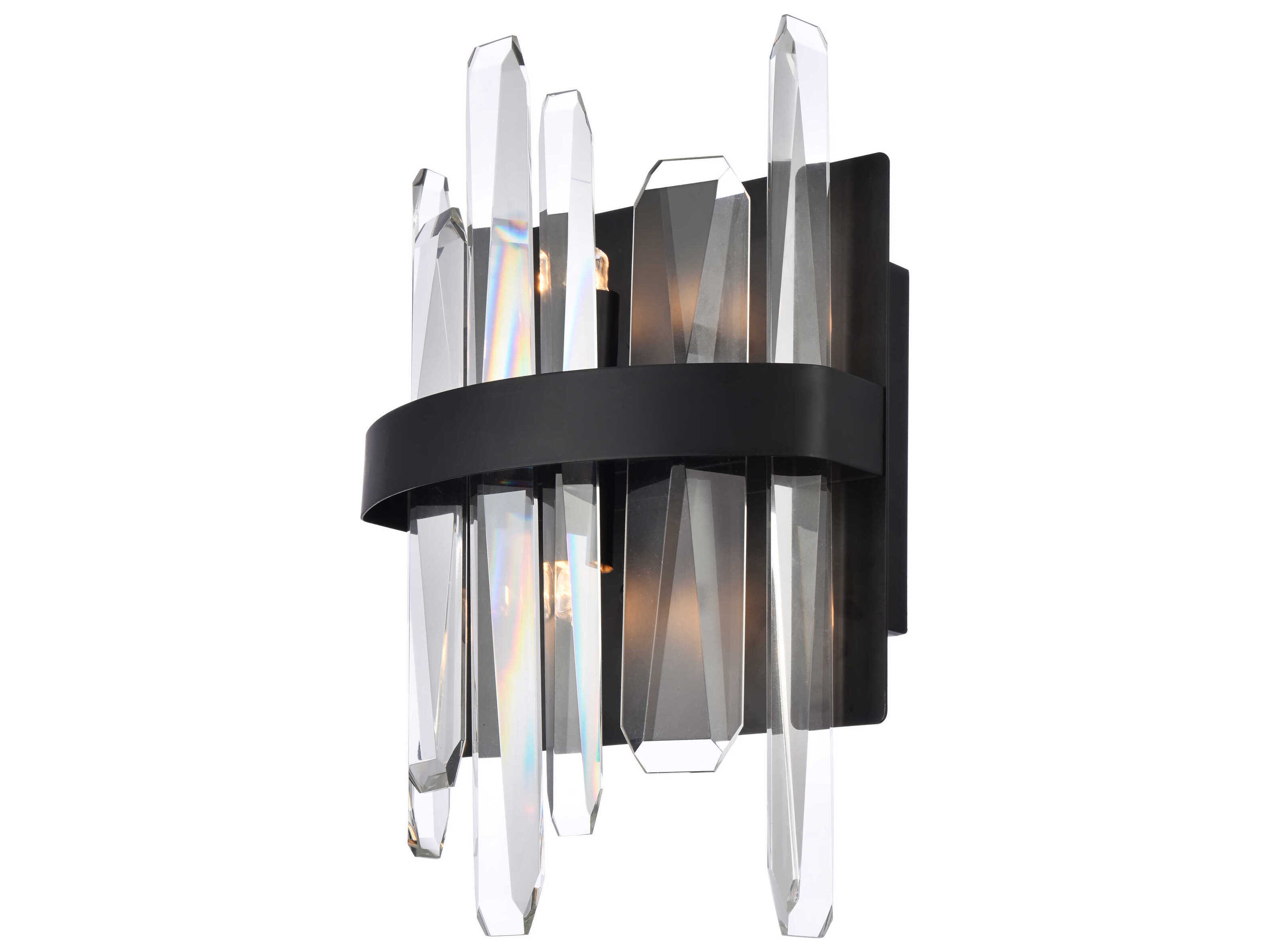 Elegant Lighting Serena 2-Light Black Crystal Wall Sconce