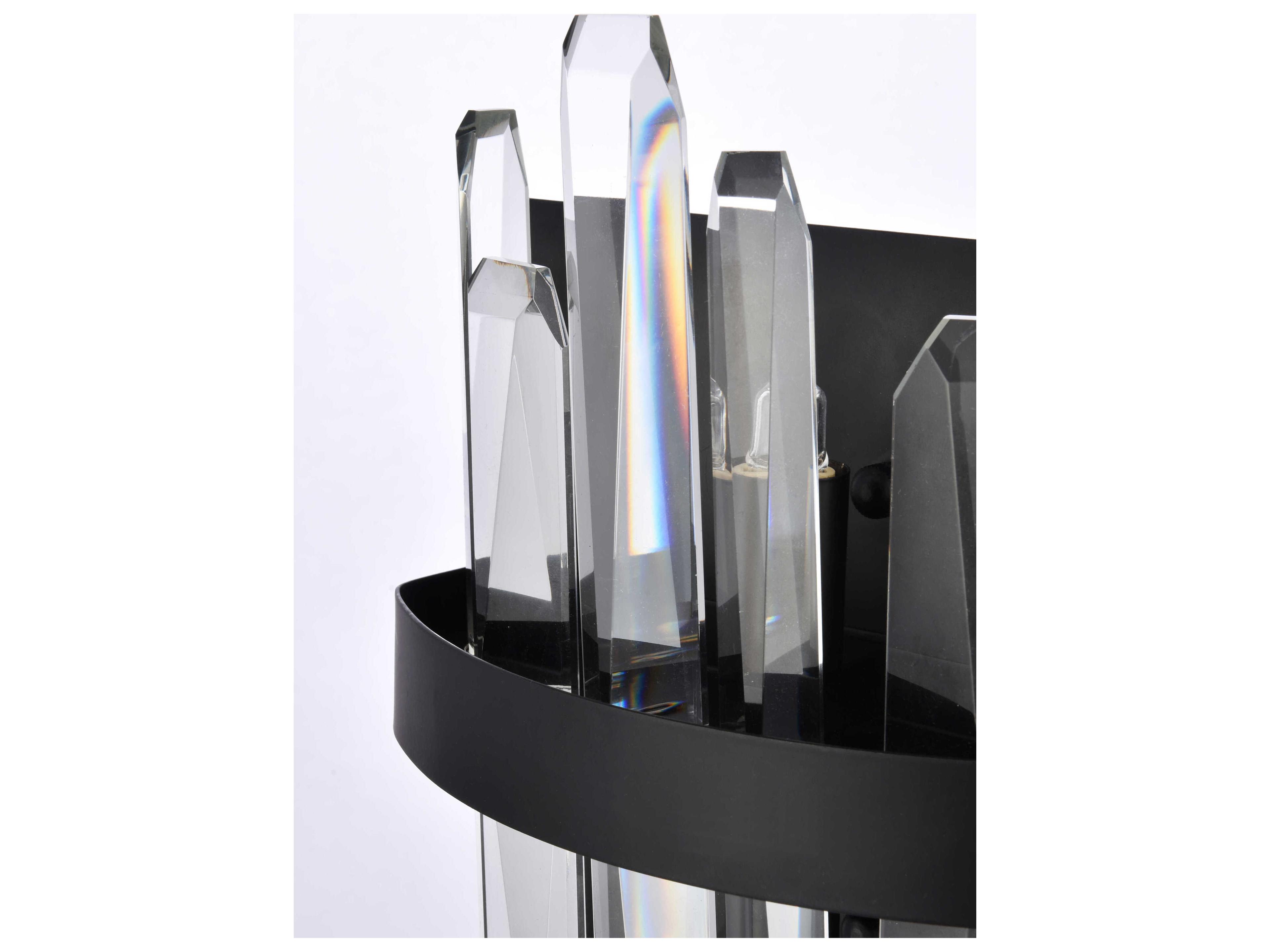 Elegant Lighting Serena 2-Light Black Crystal Wall Sconce