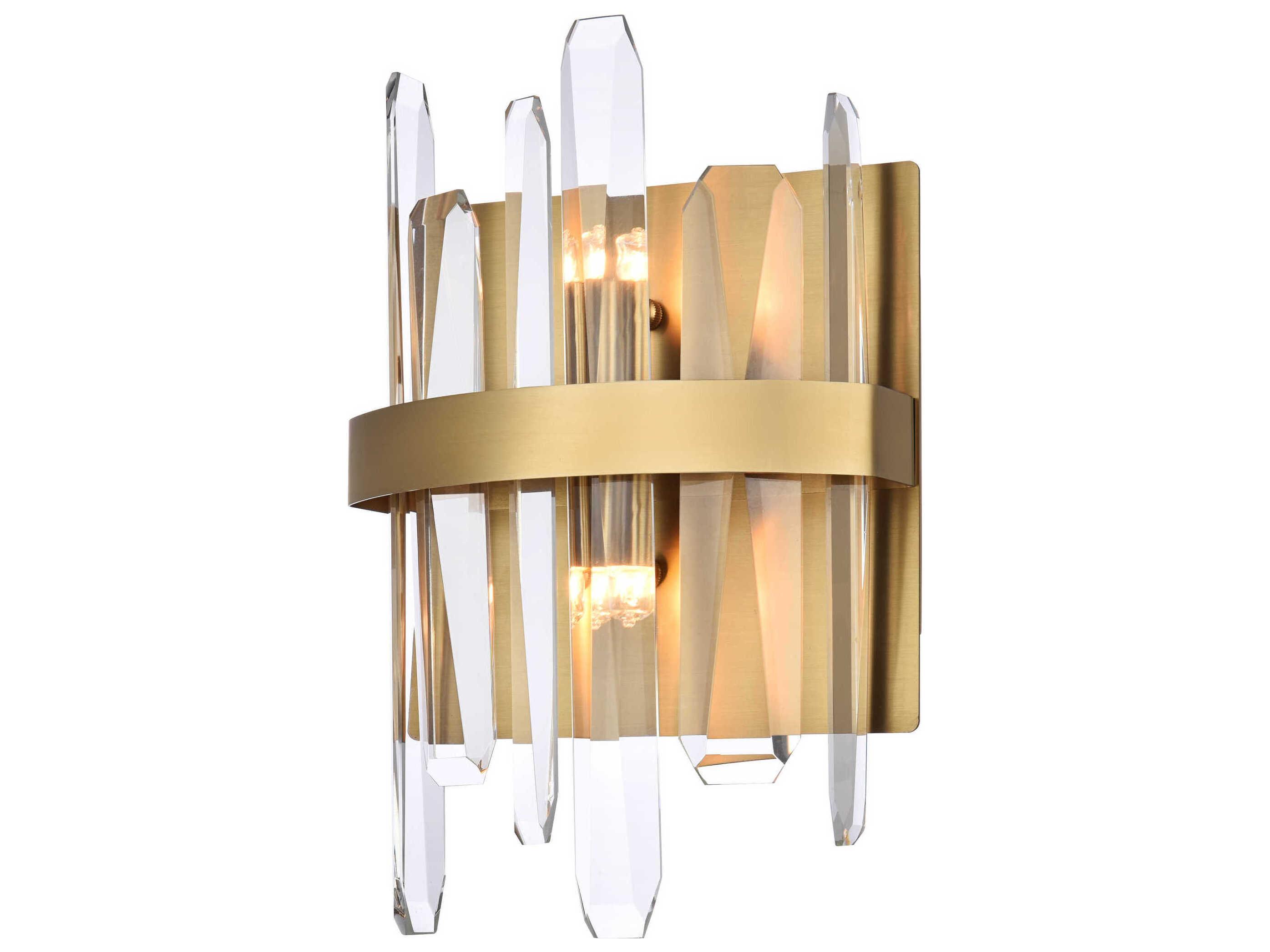 Elegant Lighting Serena 2-Light Satin Gold Crystal Wall Sconce