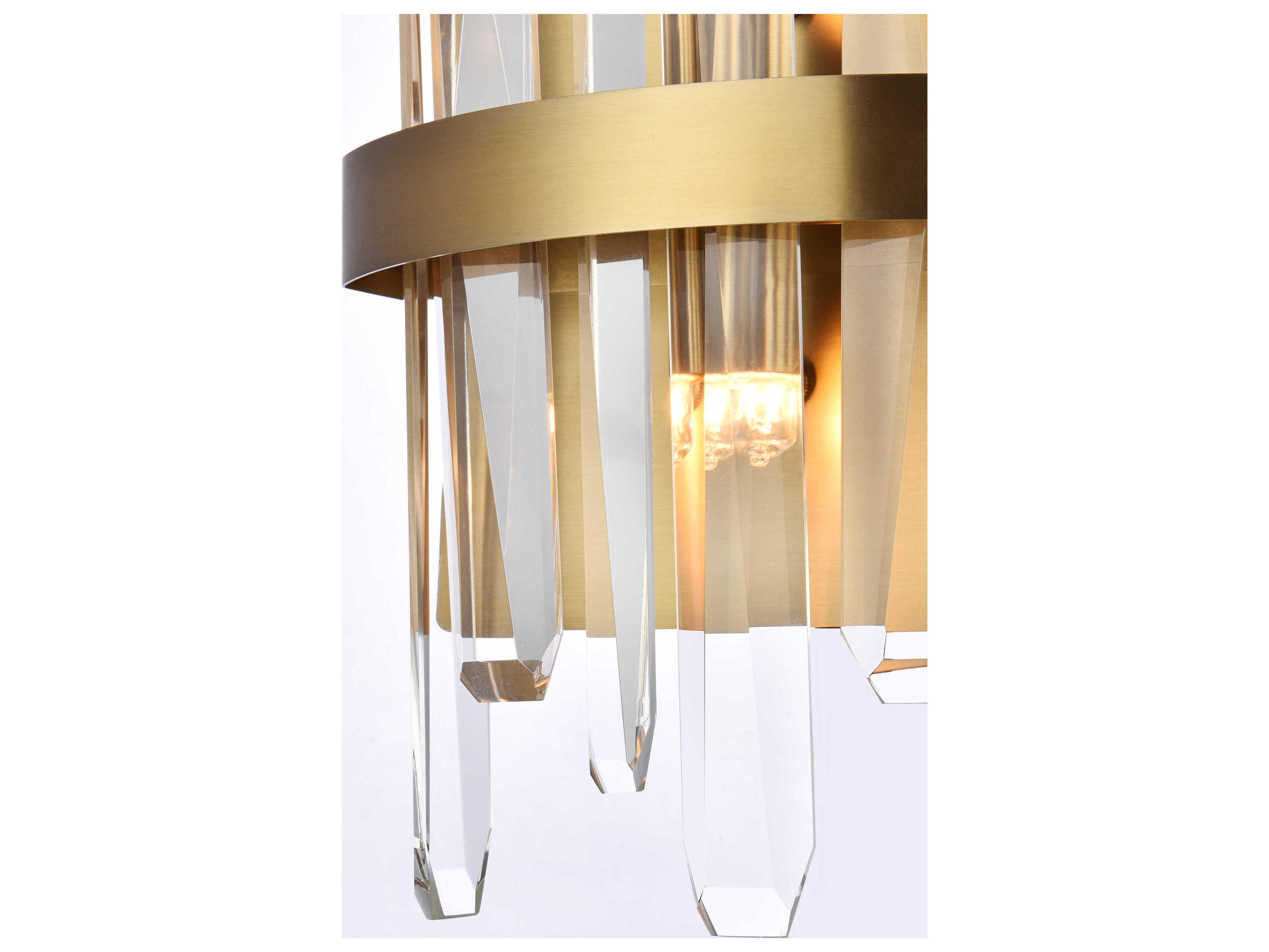 Elegant Lighting Serena 2-Light Satin Gold Crystal Wall Sconce