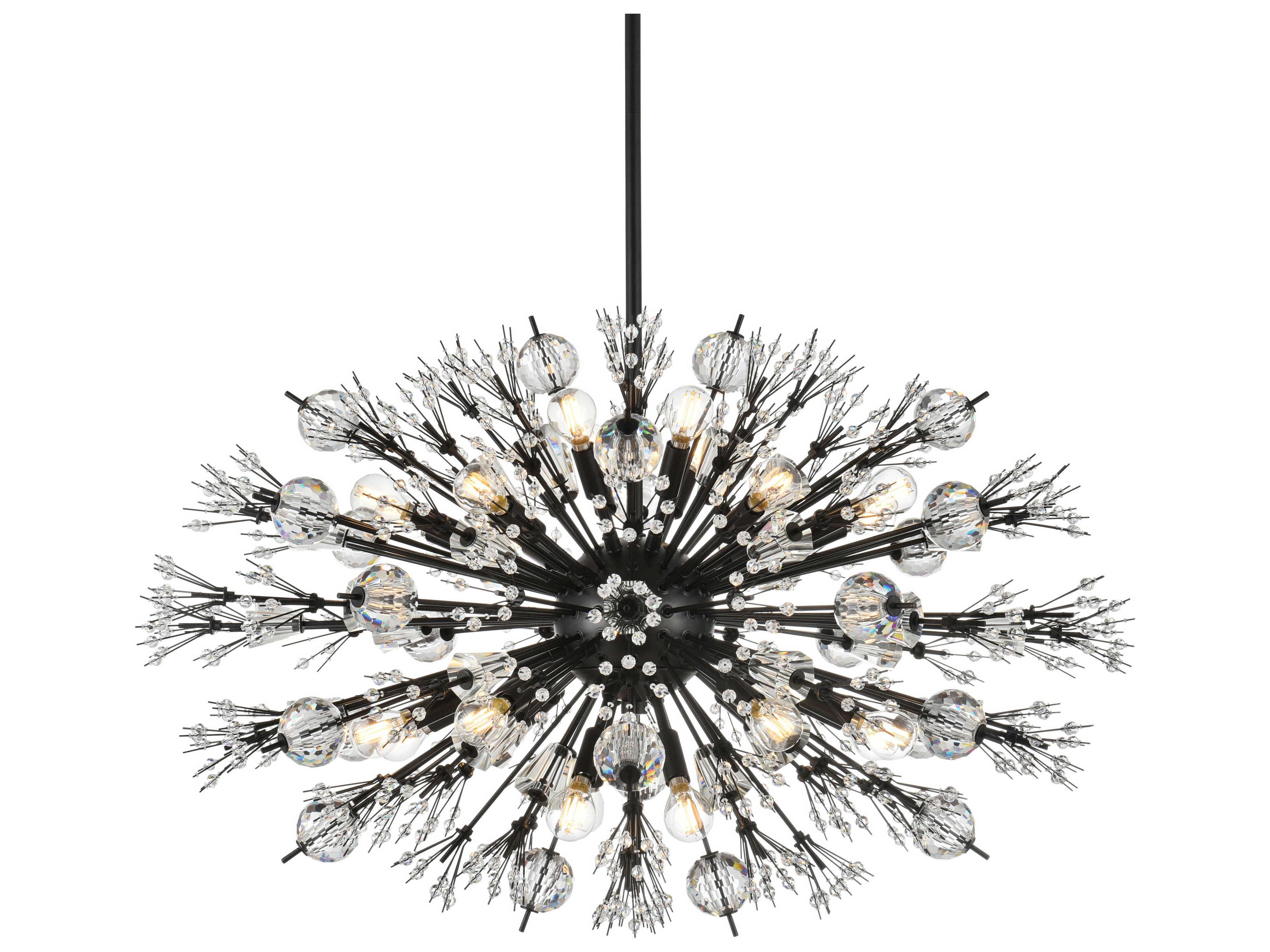 Elegant Lighting Vera 24-Light Black Crystal Glass Sputnik Island Pendant