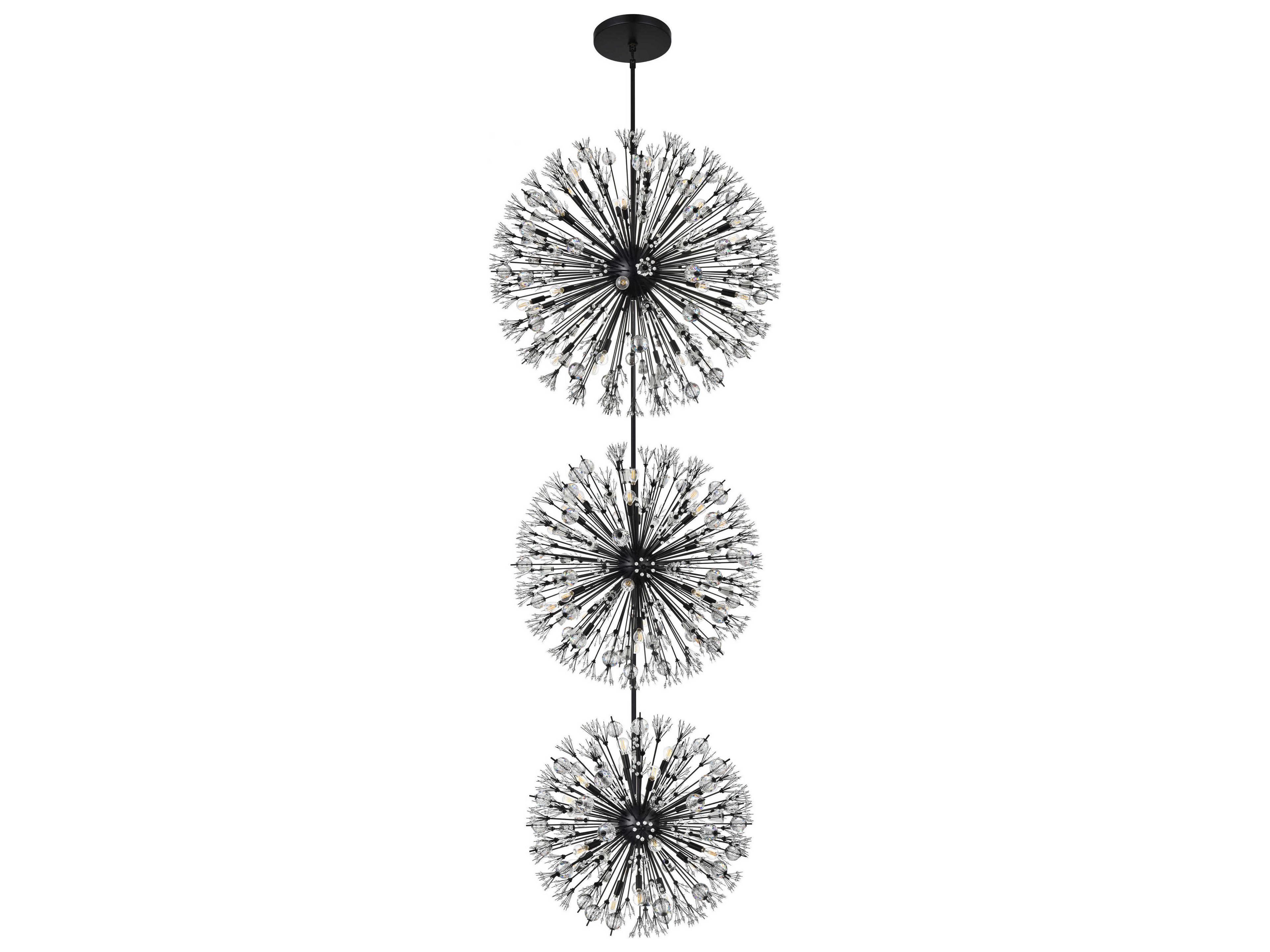 Elegant Lighting Vera 74-Light Black Sputnik Pendant