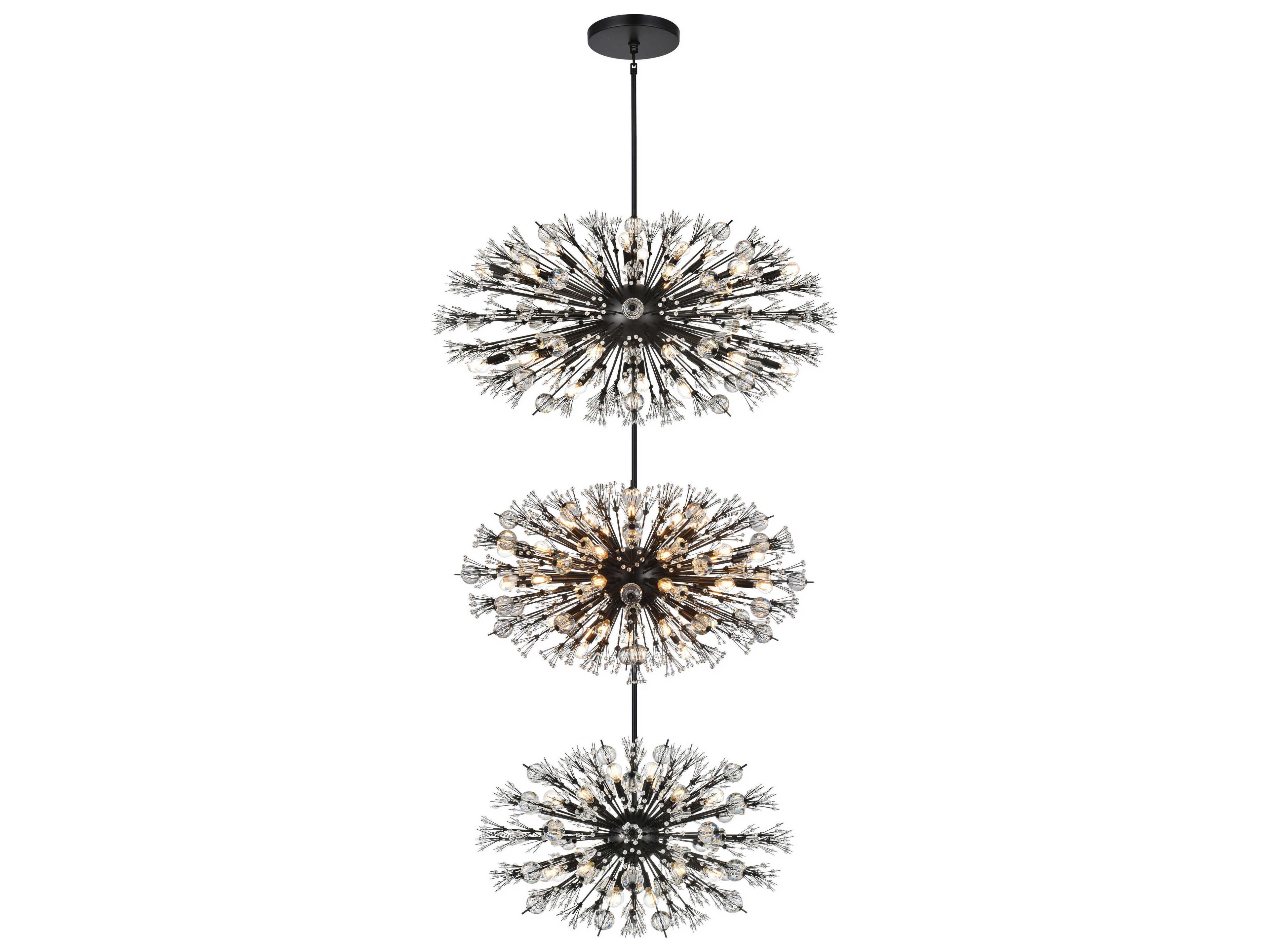 Elegant Lighting Vera 90-Light Black Sputnik Pendant