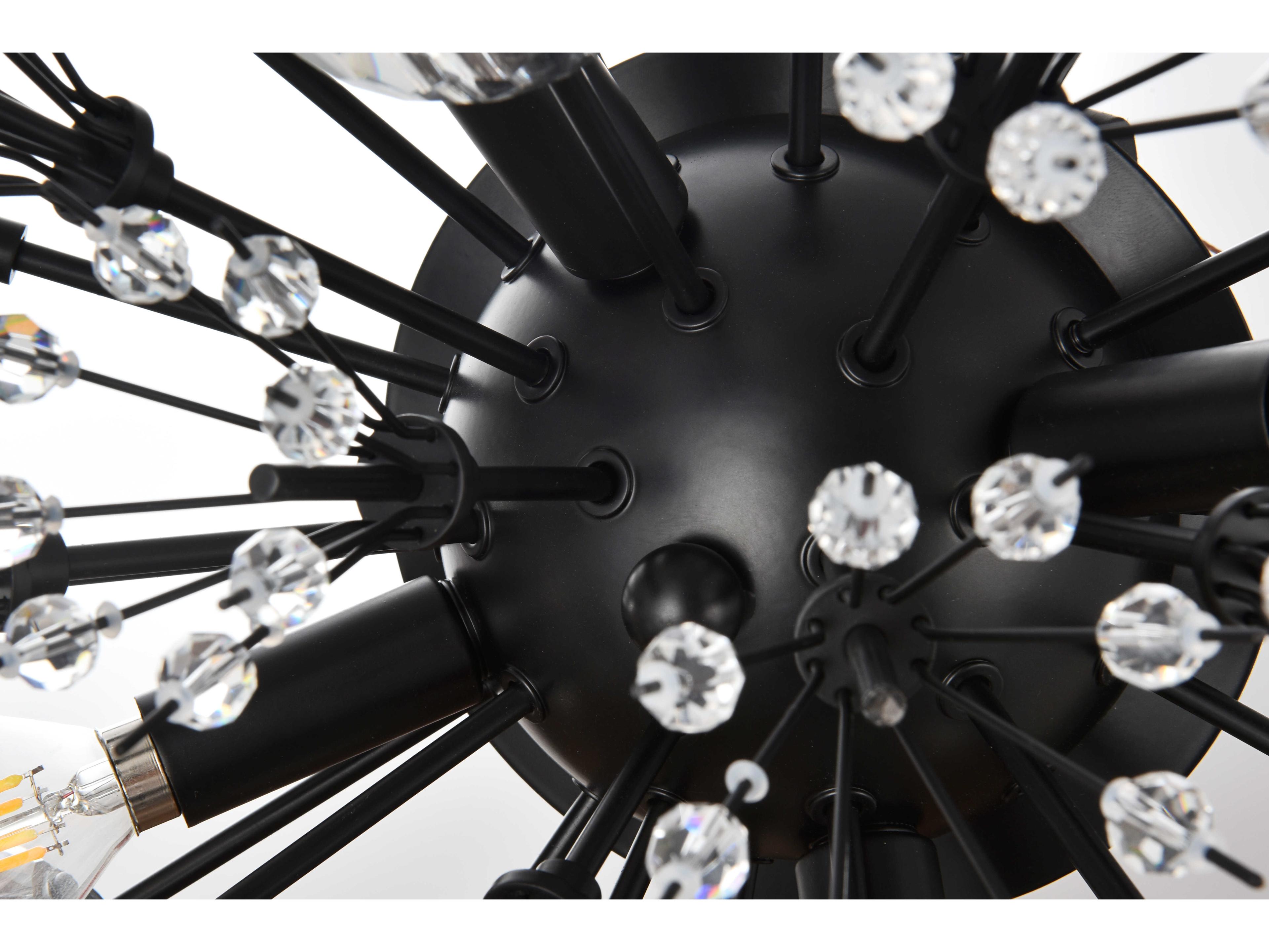 Elegant Lighting Vera 4-Light Black Crystal Glass Wall Sconce