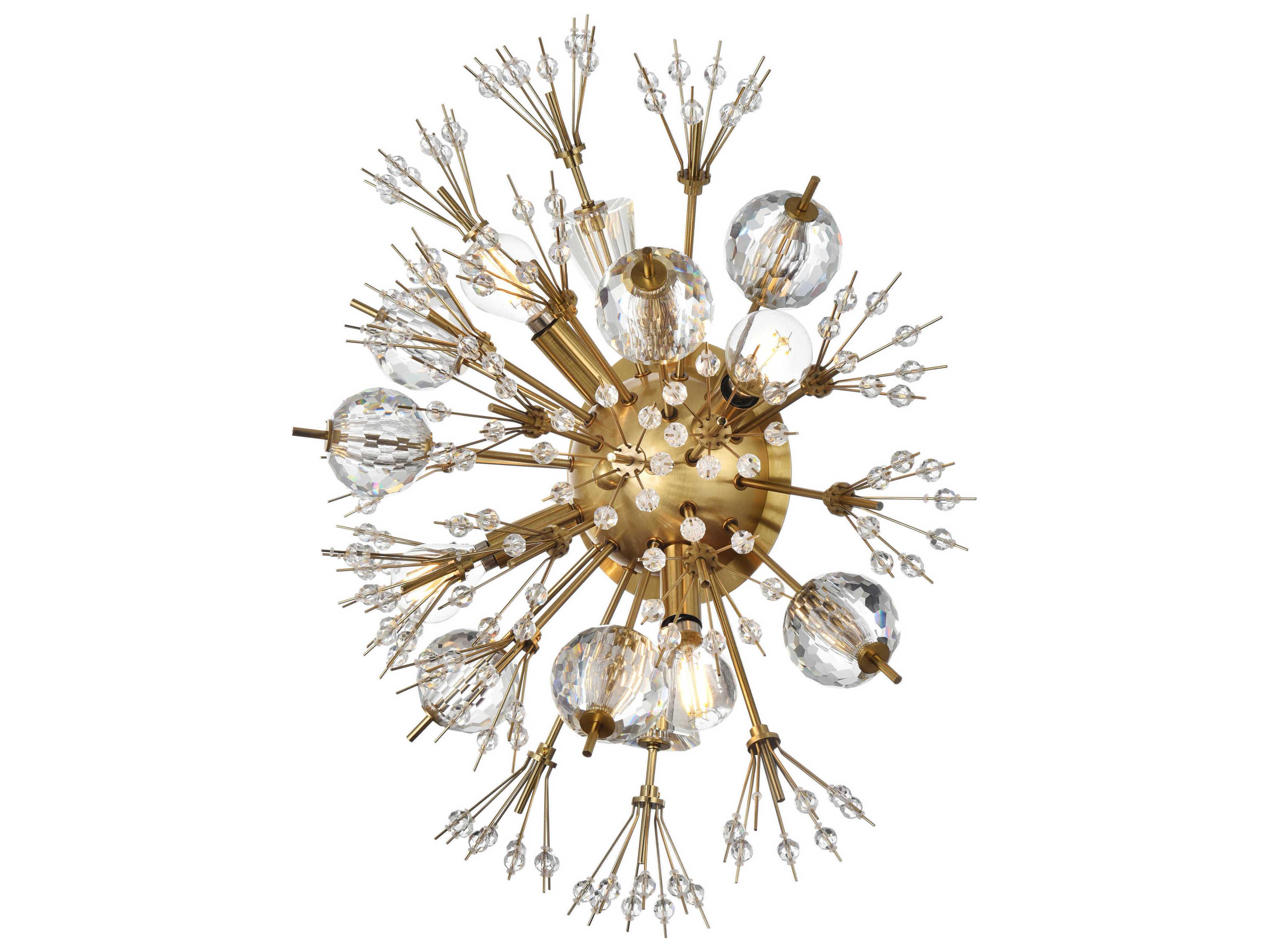 Elegant Lighting Vera 4-Light Gold Crystal Glass Wall Sconce
