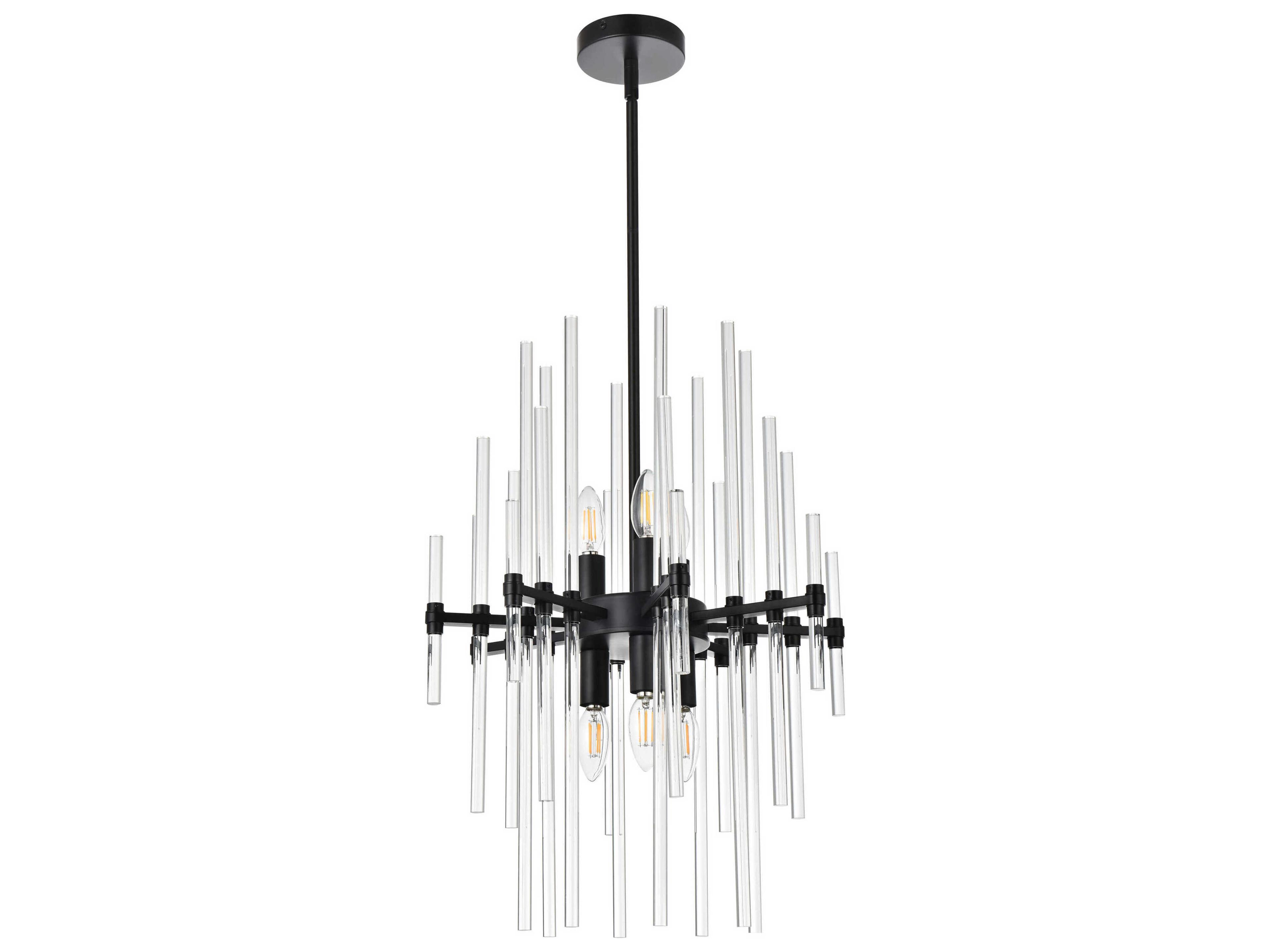 Elegant Lighting Sienna 6-Light Black Crystal Glass Pendant