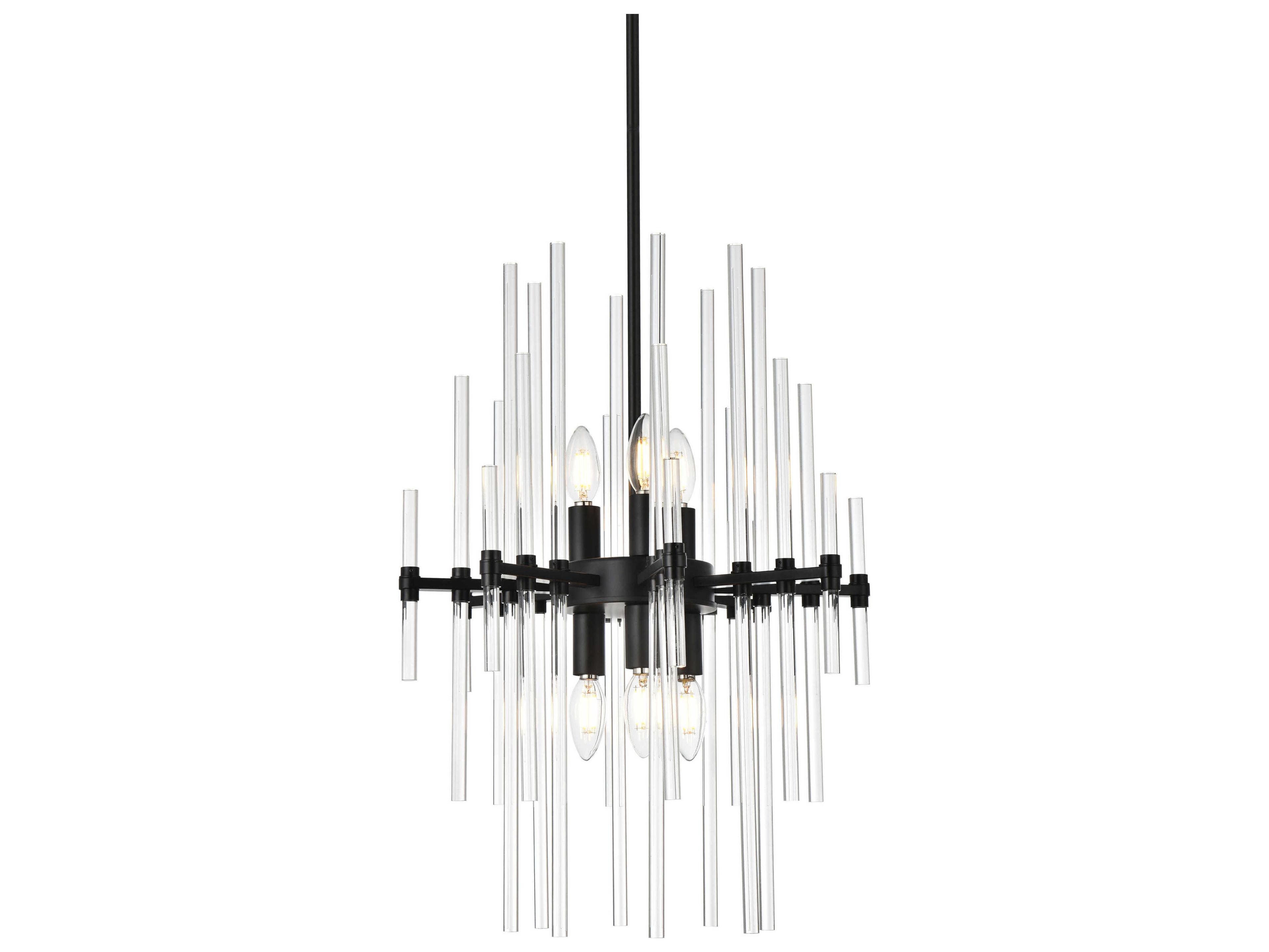 Elegant Lighting Sienna 6-Light Black Crystal Glass Pendant