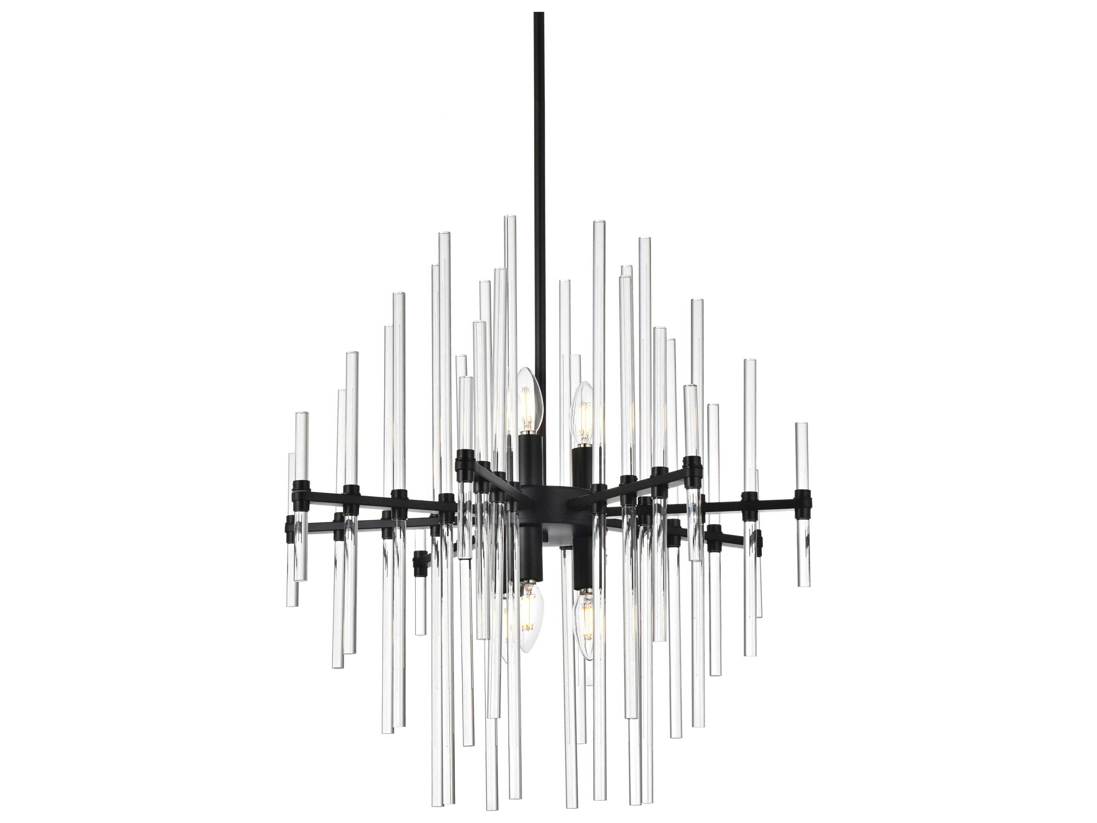 Elegant Lighting Sienna 6-Light Black Crystal Glass Pendant