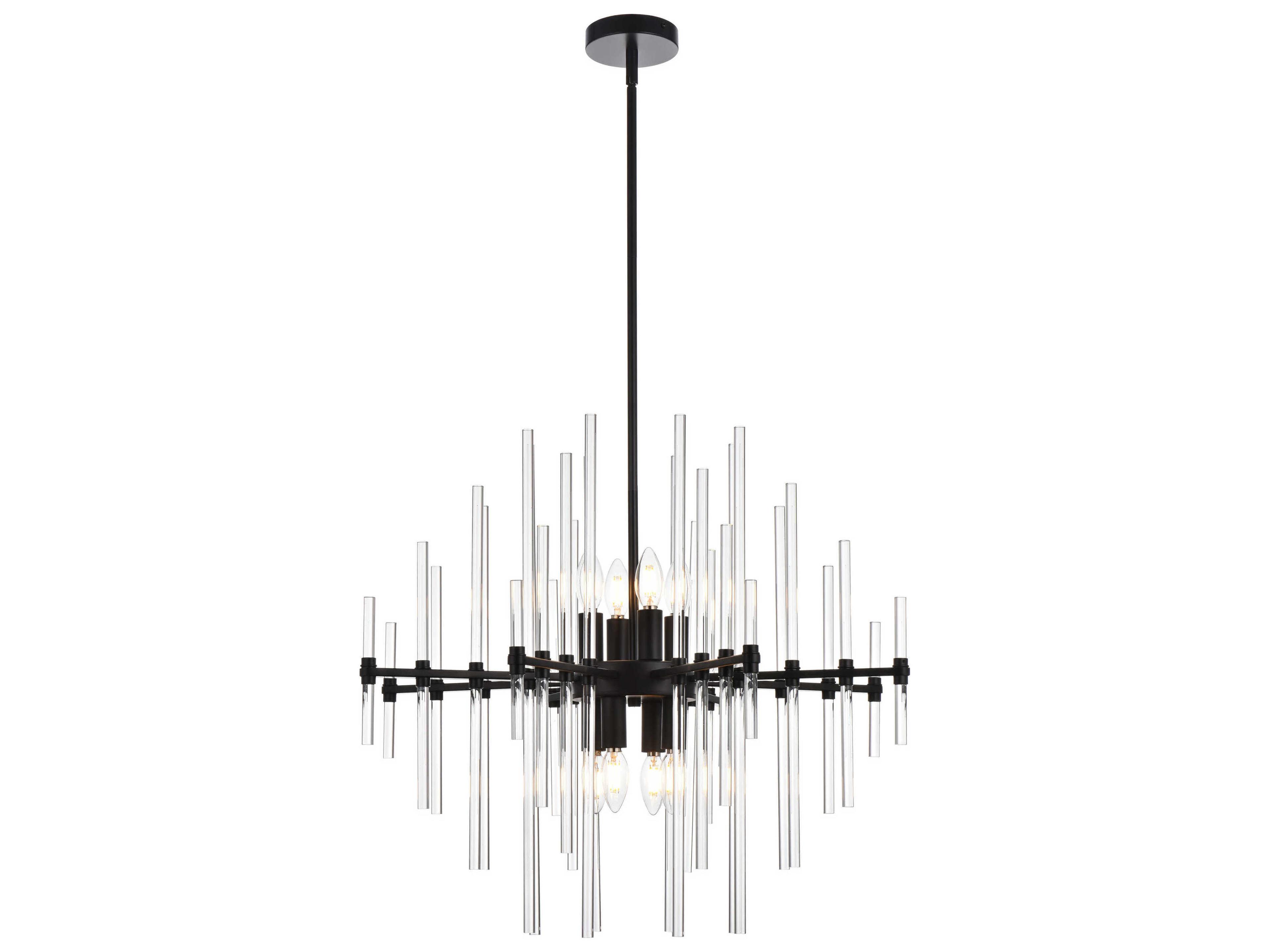 Elegant Lighting Sienna 8-Light Black Crystal Glass Pendant