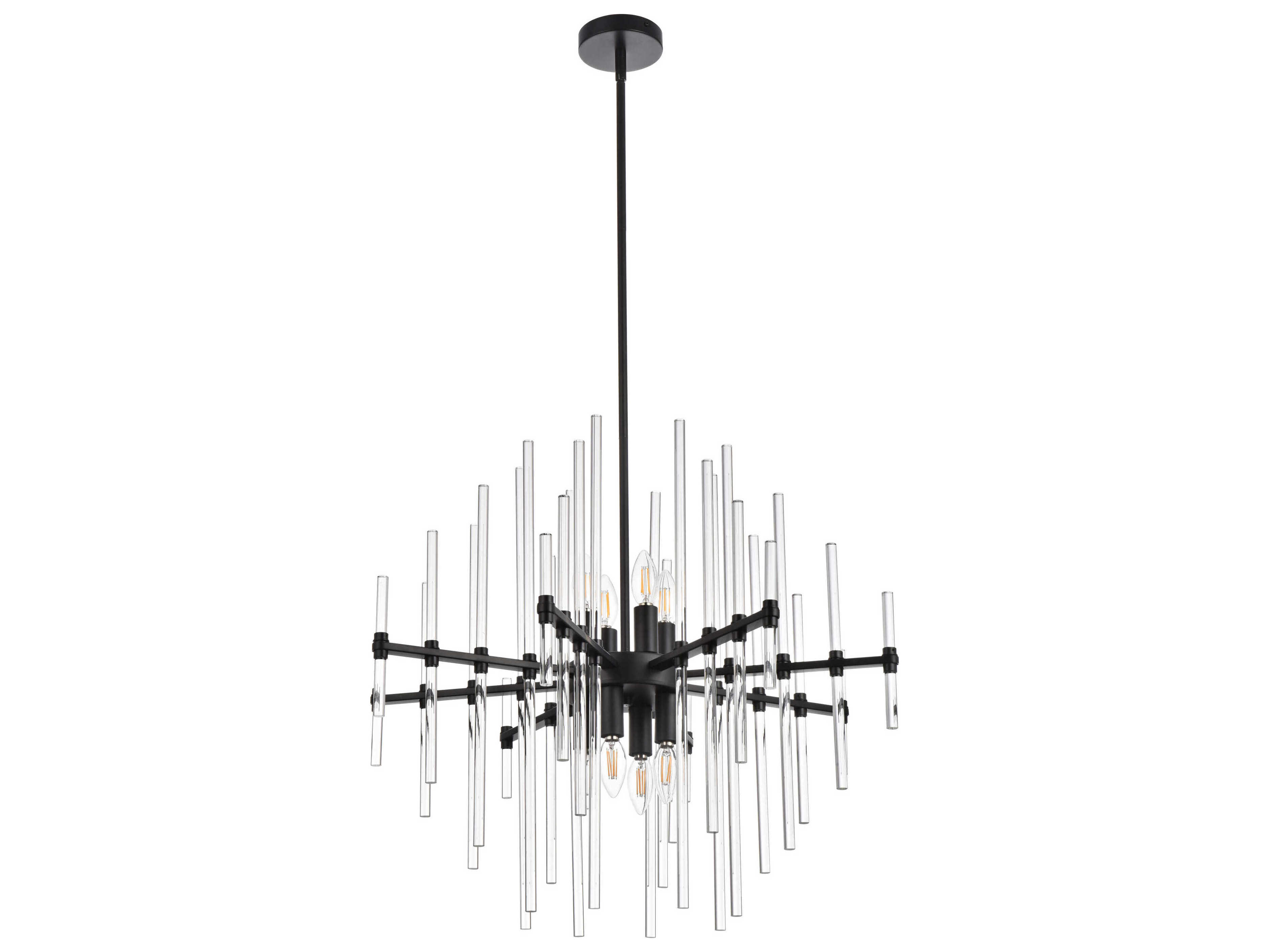Elegant Lighting Sienna 8-Light Black Crystal Glass Pendant